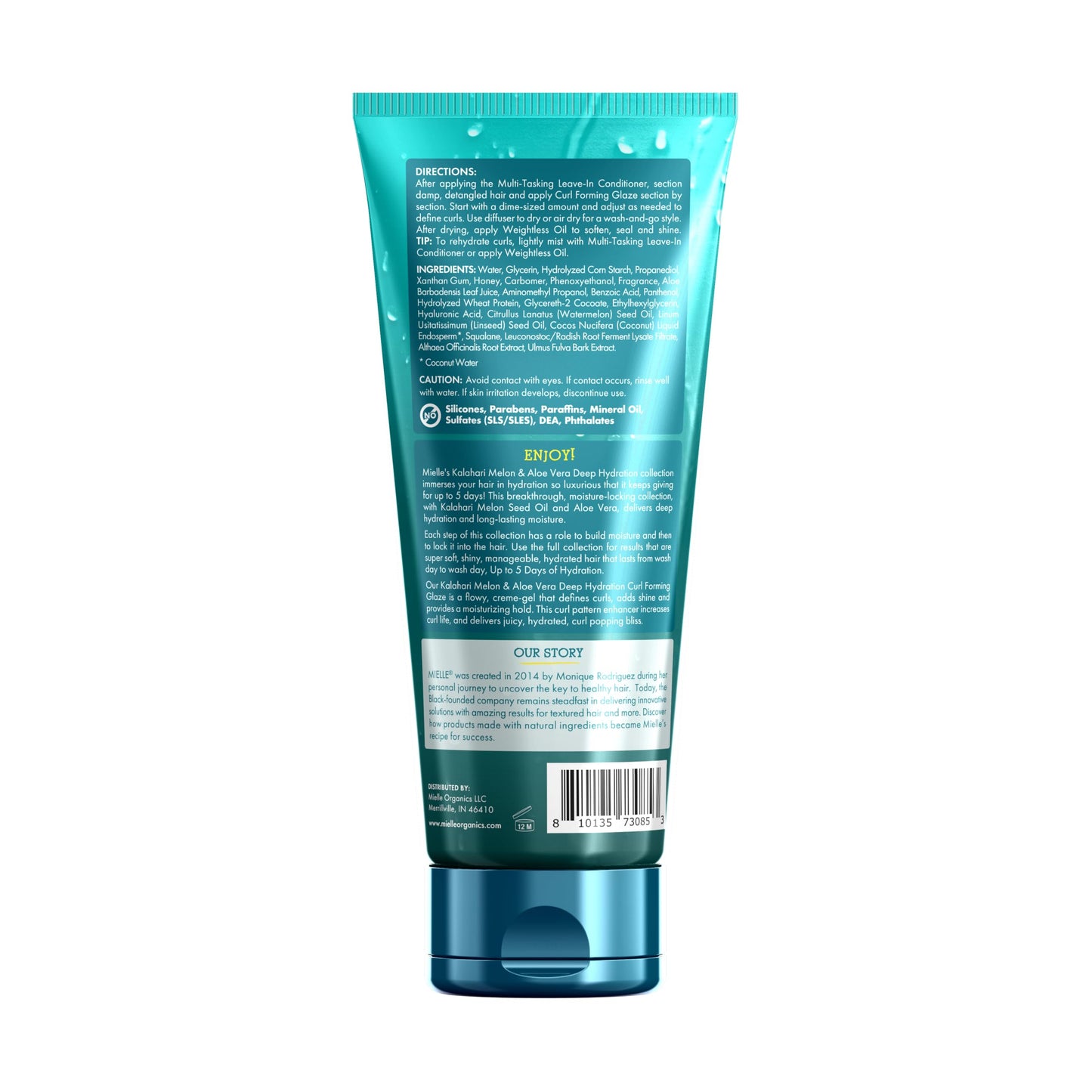 White Smoke Mielle Organics Curl Forming Glaze - Kalahari Melon & Aloe Vera Deep Hydration Styling Gel for Dry, Curly and Textured Hair - Enhances Curl Definition with Long-Lasting Hold & Shine, 7.5 Ounce