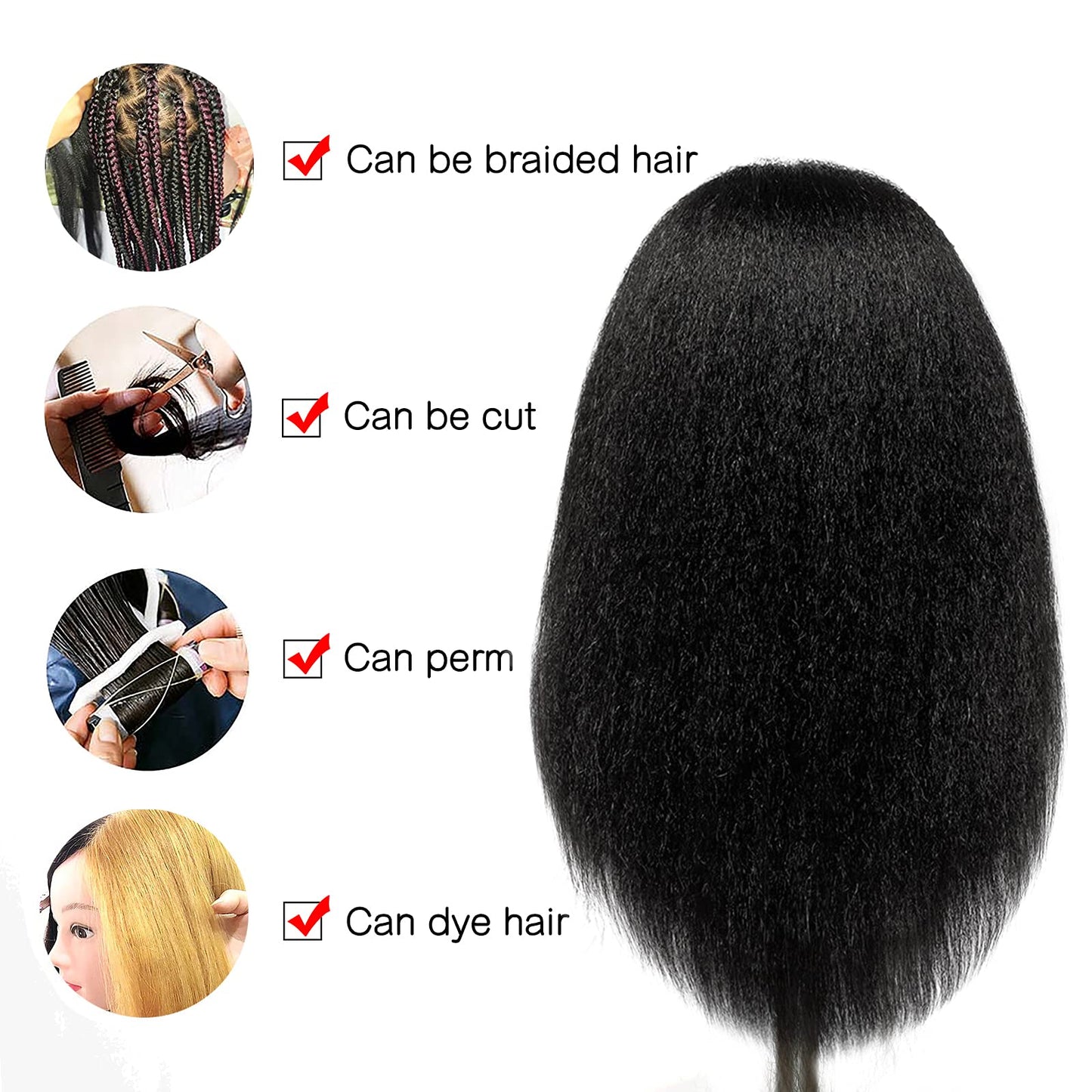 White Smoke ISHOT Mannequin Head Human Hair,16"100% Real Human Hair,Beauty School Hair Practice Head,Manikin Cosmetology Hairdresser Training Head,Doll Head
