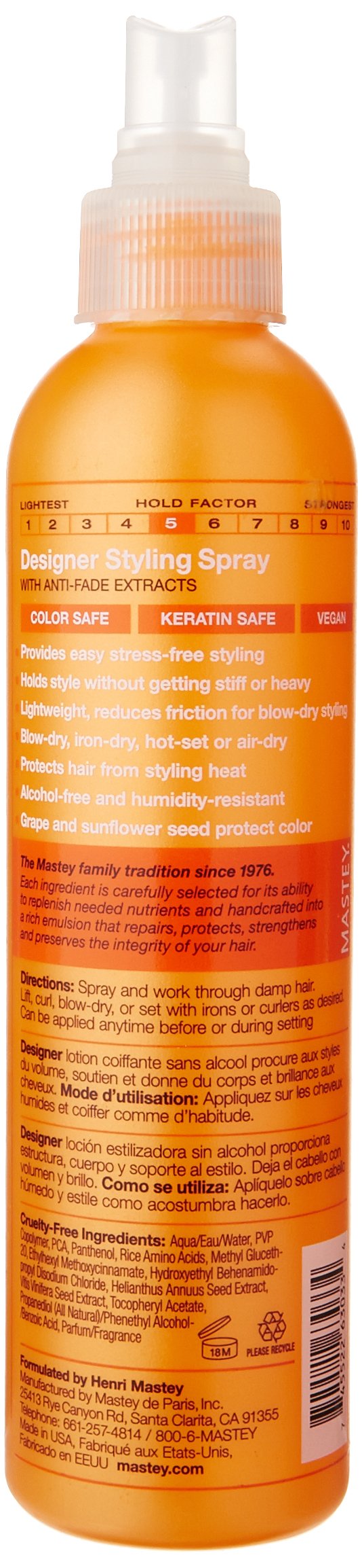 Mastey Designer Blow-Dry Styling Spray, 8 Fluid Ounce