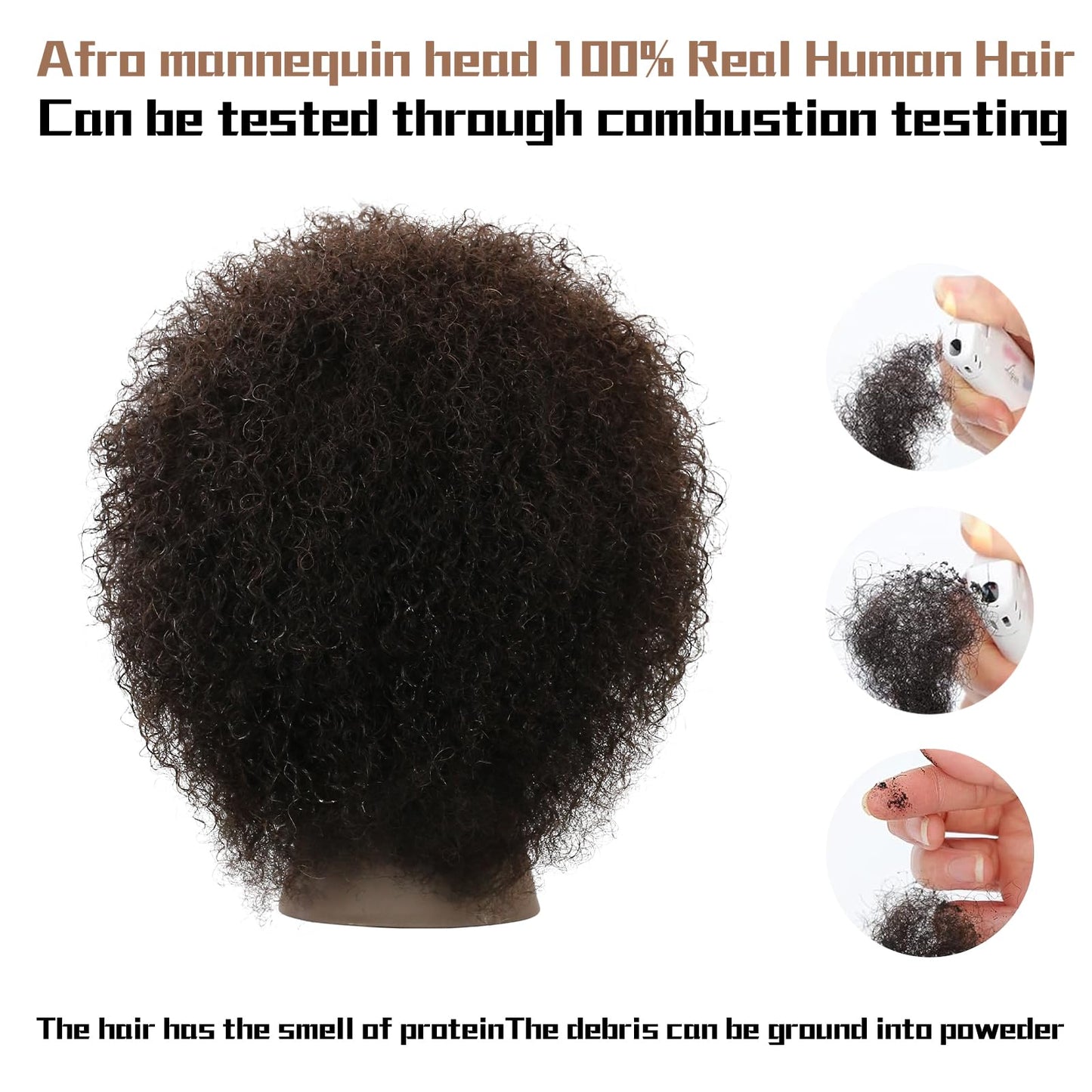 White Smoke WDQXCQA Afro Male Mannequin Head 8-inch mannequin head with 100% human hair that can be bleached or dyed to suit hair styling practice cutting practice styling practice and braiding practice