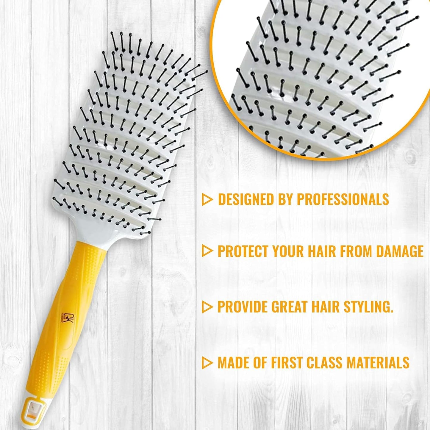 White Smoke GK HAIR Global Keratin Professional Curved Vented Brush 2.5 Inch for Blow Drying Styling Detangling Vent Brush with Pin Bristles & Non Slip Grip for Long Curly Tangled Straight & Thick Hair - Unisex