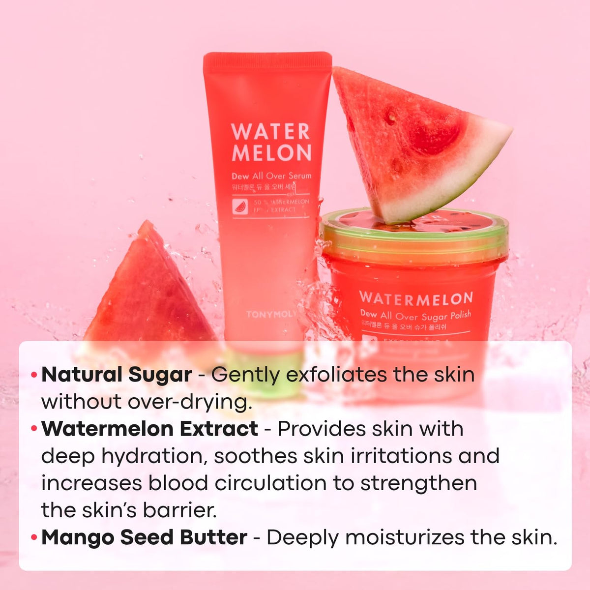Pink TONYMOLY Watermelon Dew Hydrating Body and Face Serum for Glowing Skin, 4oz