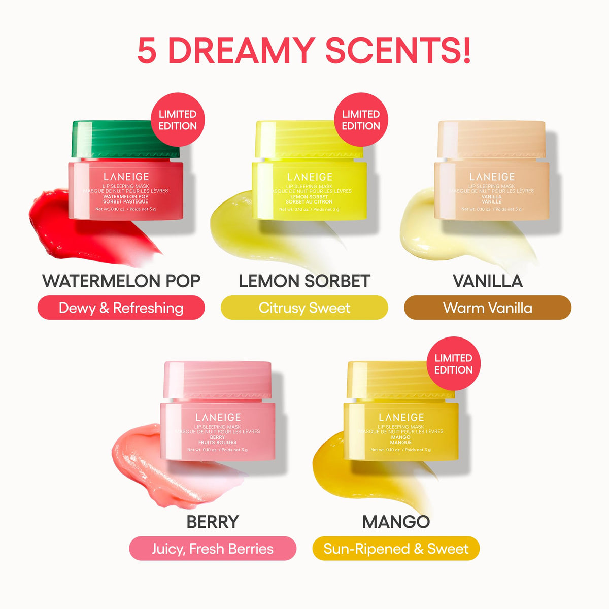 White Smoke LANEIGE Berry Sweet Lip Trio Set