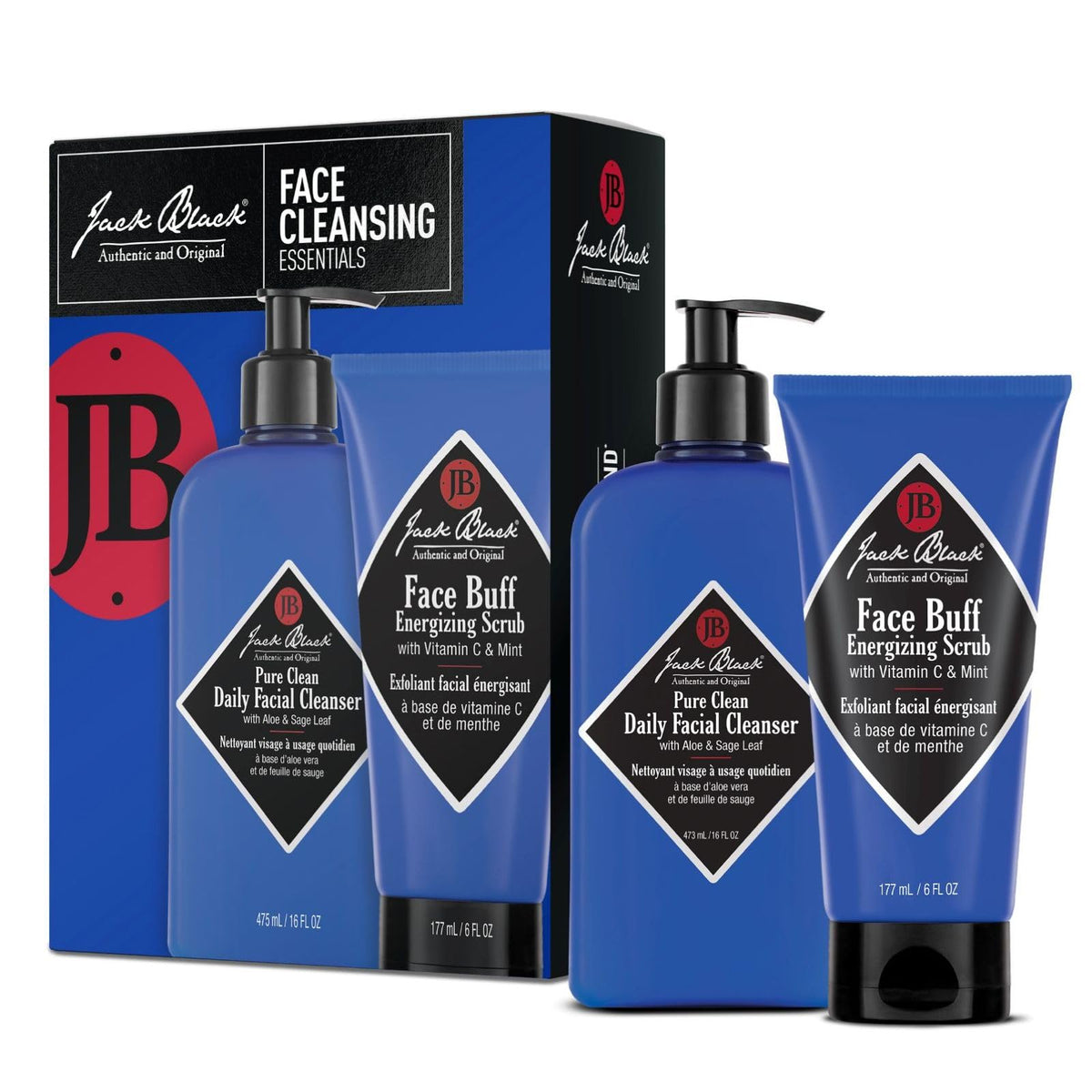 White Smoke Jack Black Face Cleansing Essentials Mens Skin Care Set for Face