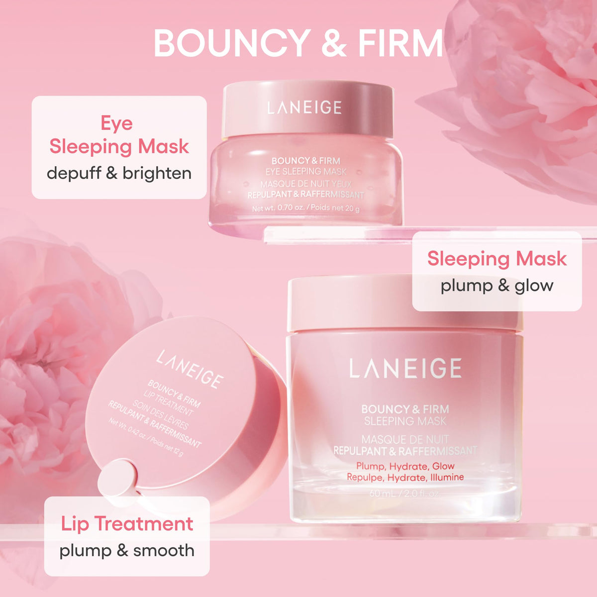 Pink LANEIGE Bouncy & Firm Eye Sleeping Mask