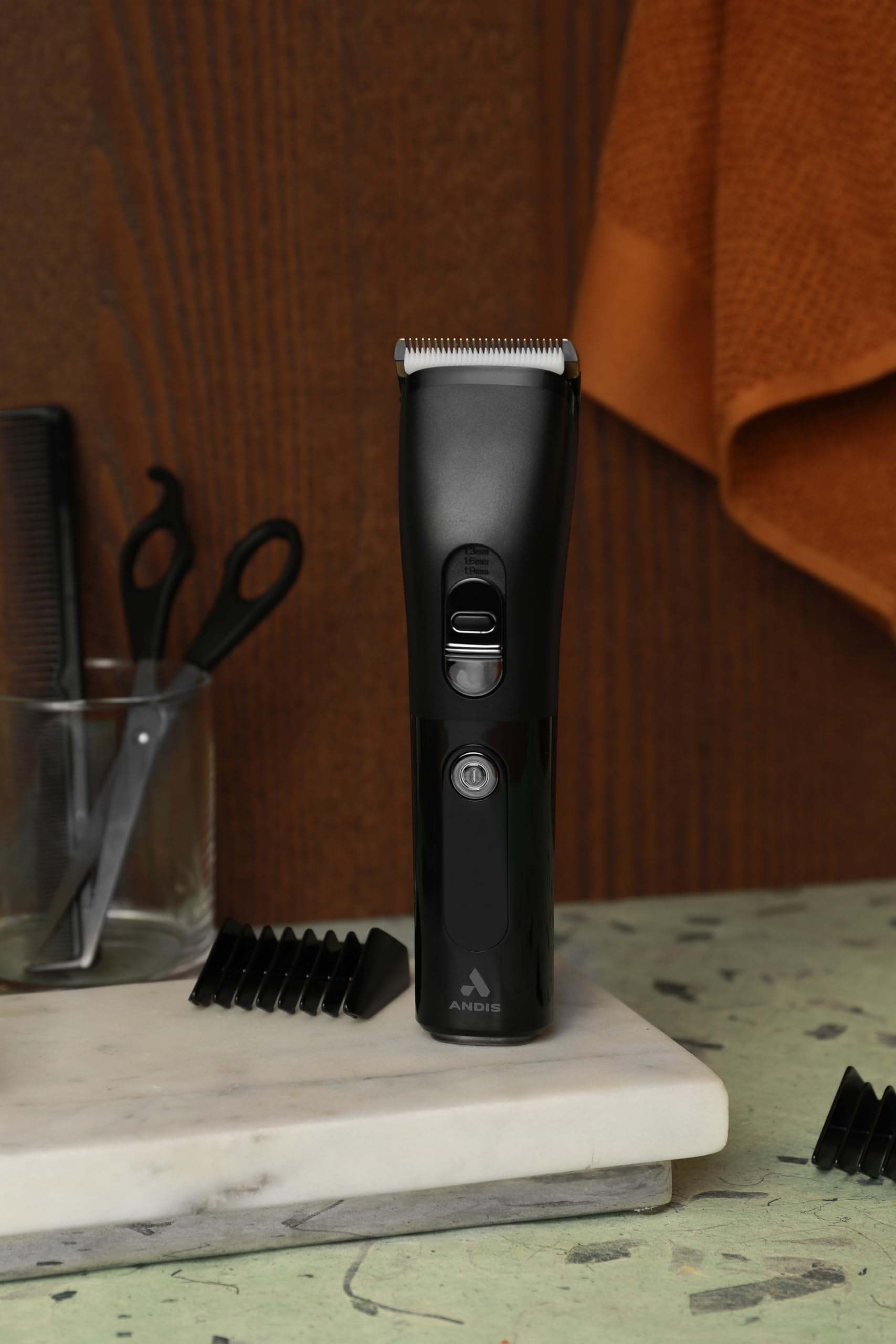 Dark Slate Gray Andis 560547 Envision Cordless High-Speed Hair Clipper, 21-Piece Kit, Adjustable Blade, 1.5” LED Digital Display Screen, Black