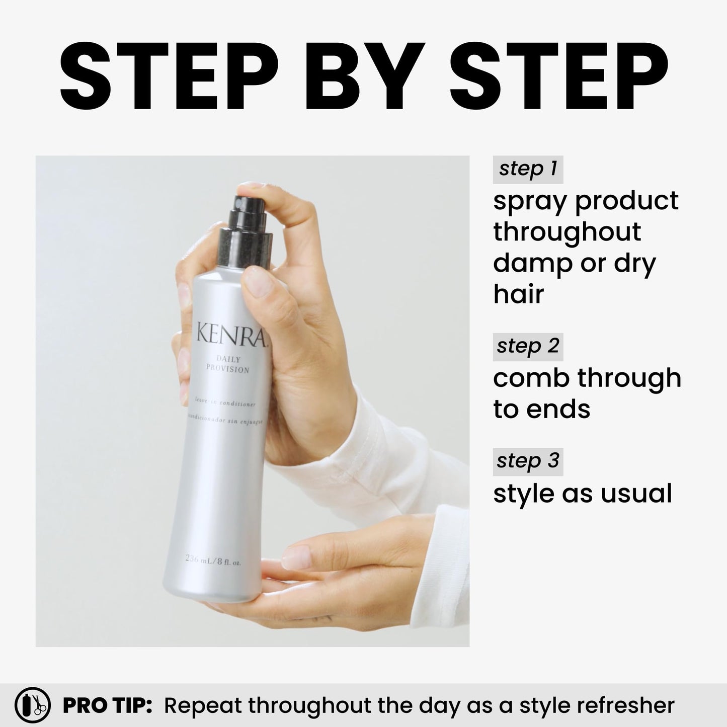 White Smoke Kenra Daily Provision Leave-In Conditioner | Hydrates, Detangles, & Adds Shine | Tames Frizz & Flyaways | Thermal Protection | Helps To Resist Humidity | All Hair Types | 8 fl. Oz (2-Pack)