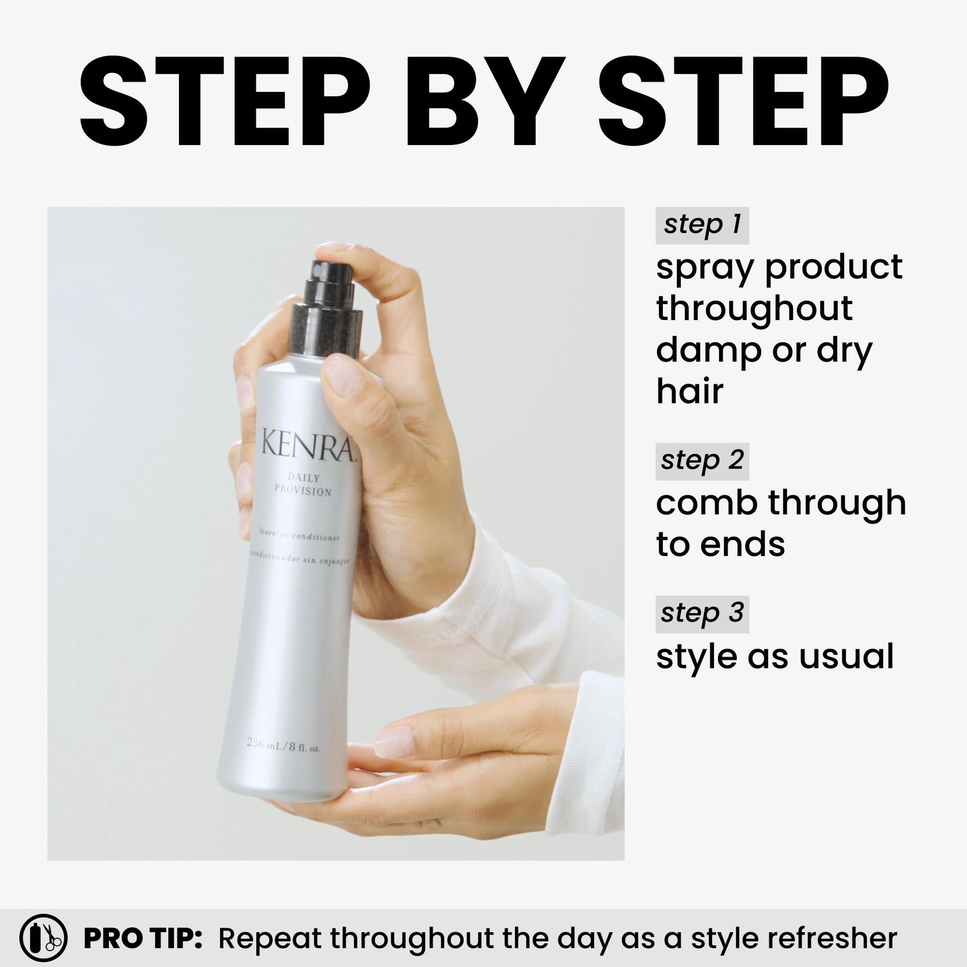 White Smoke Kenra Daily Provision Leave-In Conditioner | Hydrates, Detangles, & Adds Shine | Tames Frizz & Flyaways | Thermal Protection | Helps To Resist Humidity | All Hair Types | 8 fl. Oz (2-Pack)