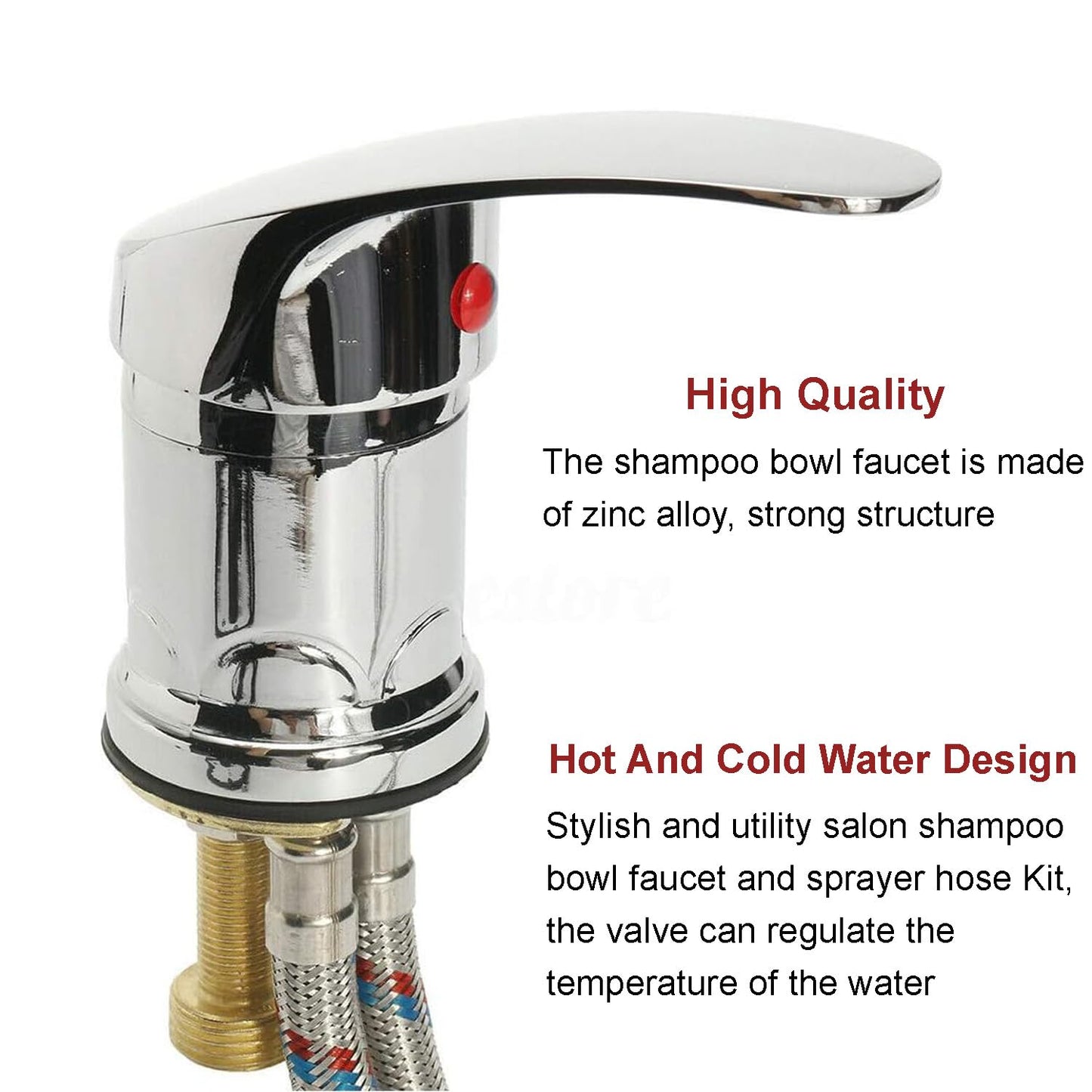 White Smoke Reicyfang Basin Faucet Shower Head Wash Hair Tap Mixing Valve, Brass Salon Shampoo Bowl Faucet and Sprayer Kit, Salon Sink Faucet Replacement or Salon Sink Parts, Salon Spa Hot Cold Mixer