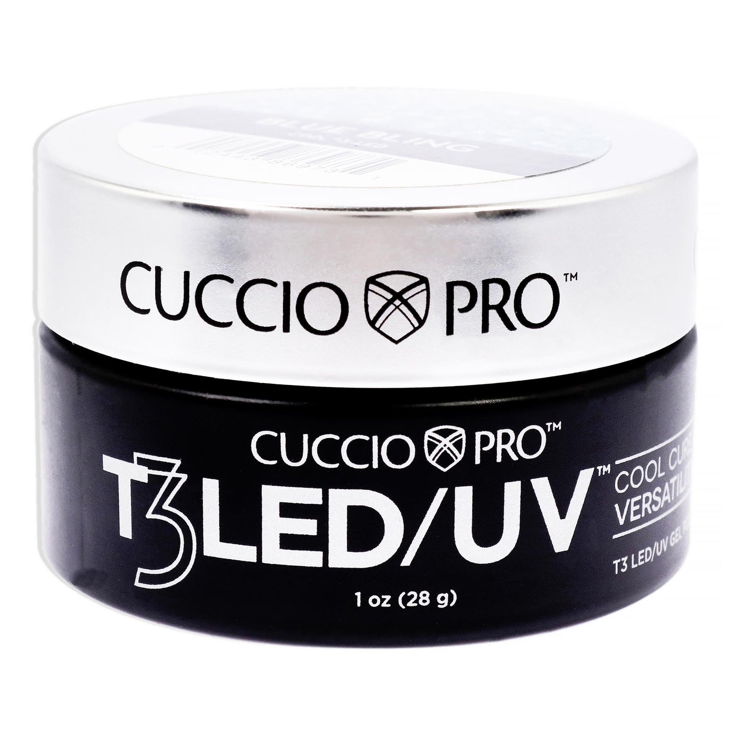 White Smoke Cuccio Pro T3 LED/UV Cool Cure Versatility Gel - Self-Levelling - Incredibly Flexible - Strong Adhesion - High Shine Finish - Fast Application - Quick Cure - Blue Bling - 1 Oz Nail Gel