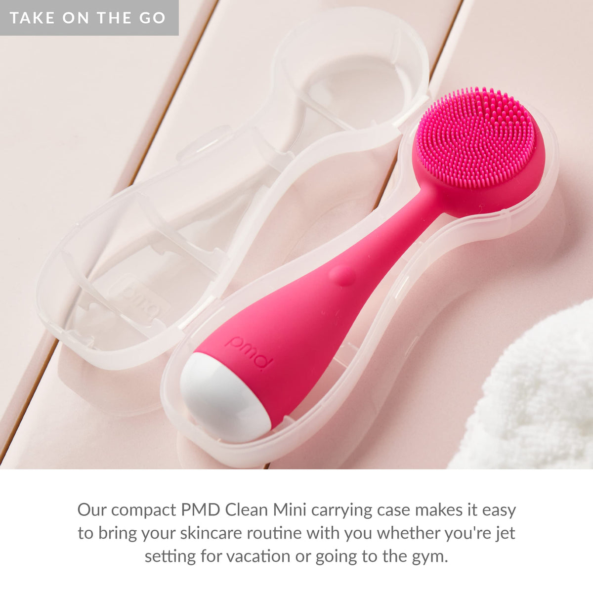White Smoke PMD Beauty Clean Mini - Electric Facial Cleansing Brush, Smart Facial Device with Silicone Brush & Anti-Aging Massager