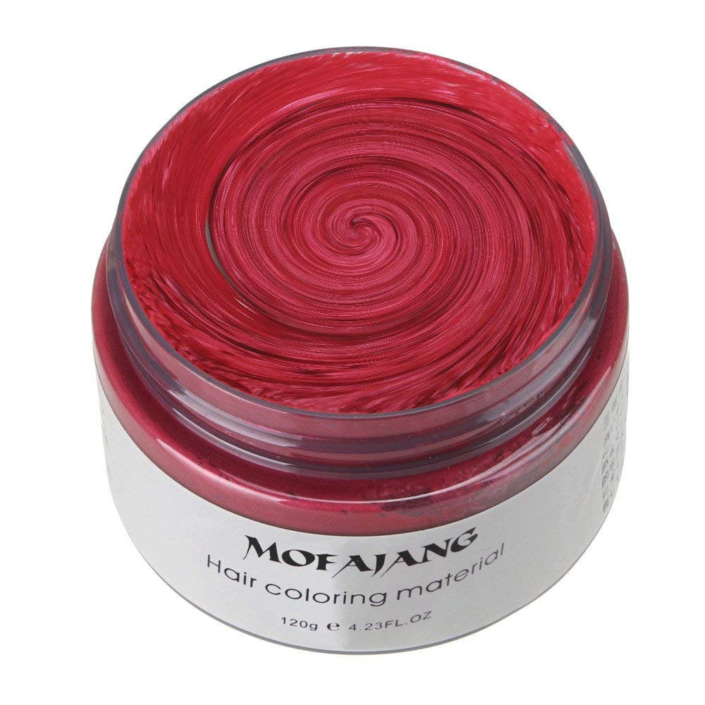 White Smoke Unisex Hair Wax Color Dye Styling Cream Mud, Natural Hairstyle Pomade, Washable Temporary,Party Cosplay (Red)