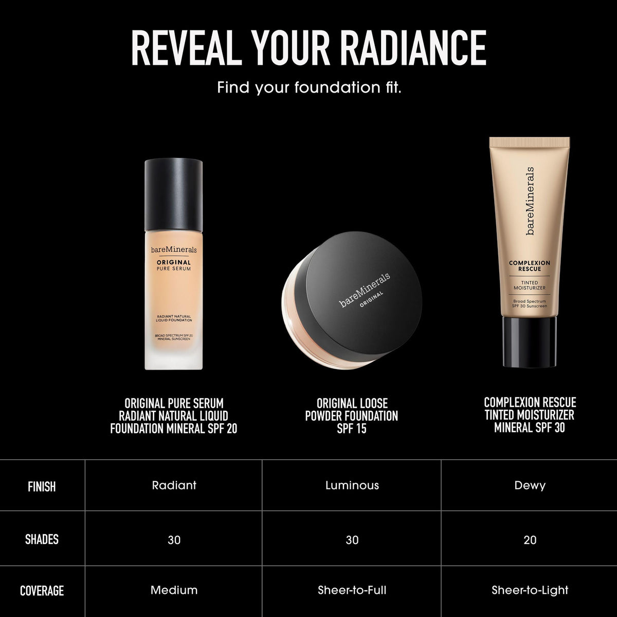 Black bareMinerals Original Pure Serum Liquid Foundation, Deep Cool 5, 1 oz