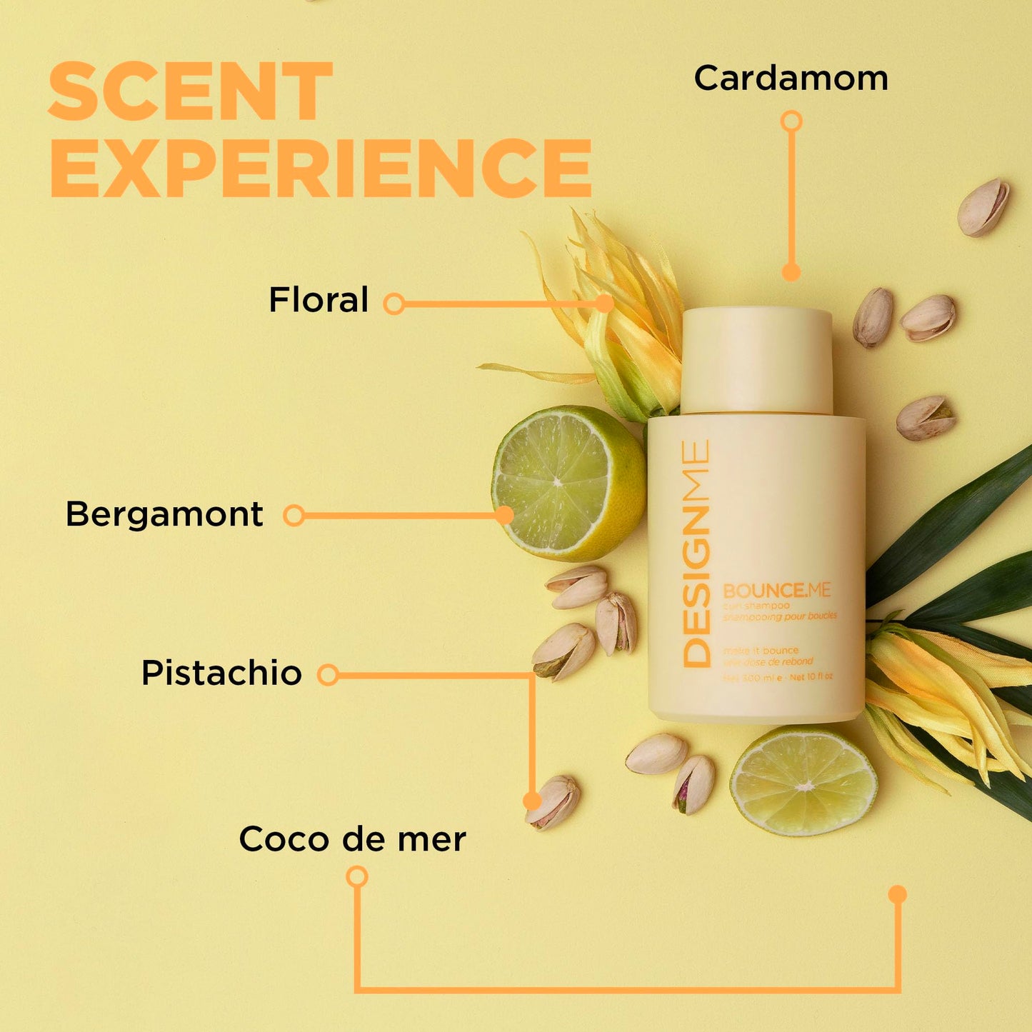 Khaki Design.Me BOUNCE.ME Shampoo | Curl-Defining, Anti-Frizz Formula for All Curl Types| Nourishing with Kukui Nut Seed and Buriti Oil | Boost Shine, Moisturizes Hair