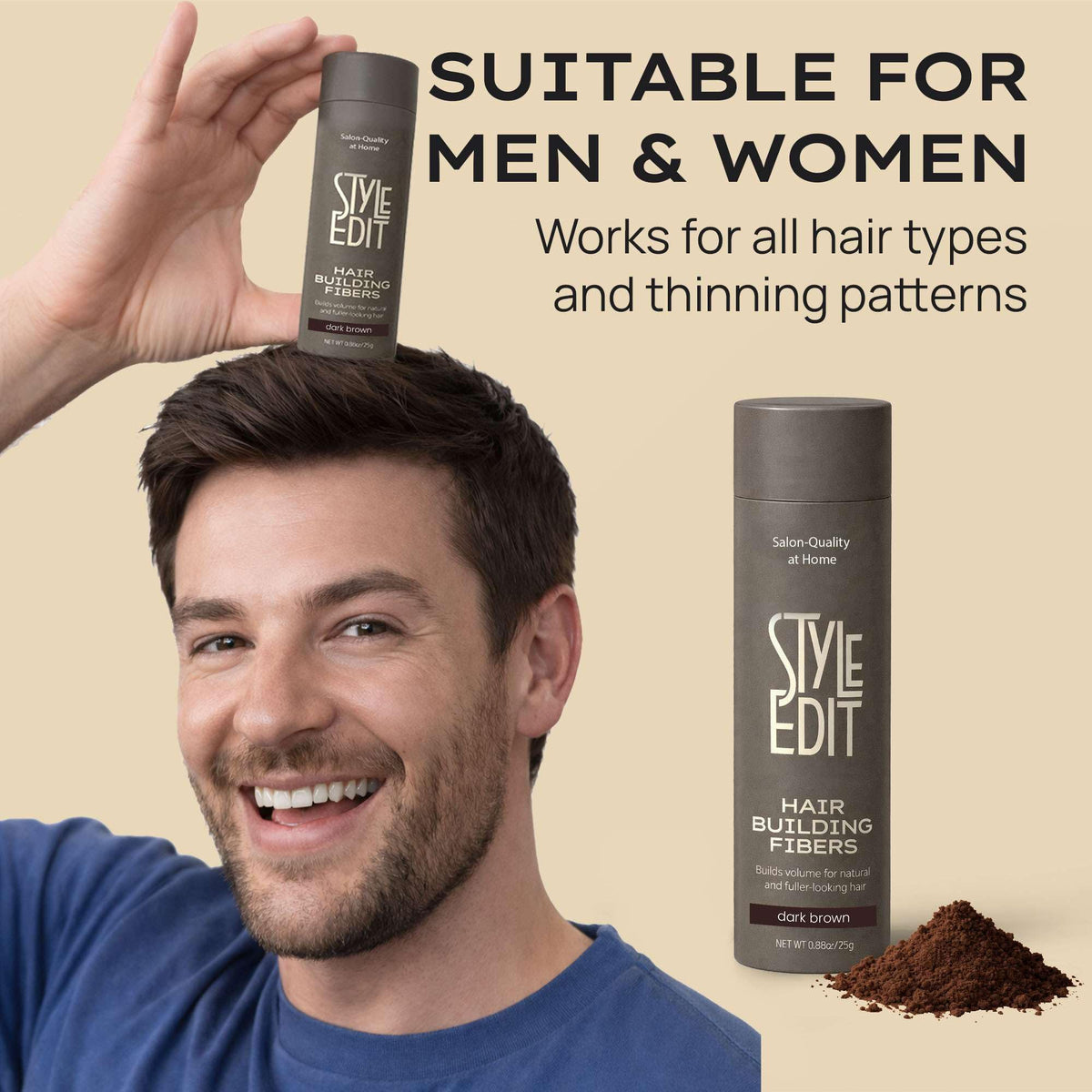 Wheat Style Edit Hair Building Fibers, Dark Brown, 0.88oz