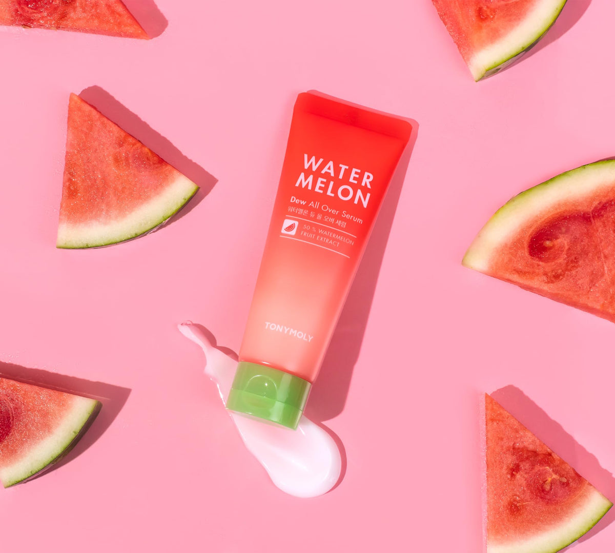 Light Pink TONYMOLY Watermelon Dew Hydrating Body and Face Serum for Glowing Skin, 4oz