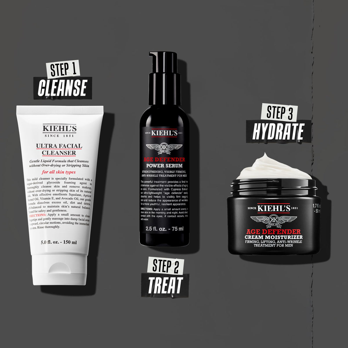 Dark Slate Gray Kiehl's - Age Defender Face Cream Moisturizer, Anti-Aging Treatment For Men