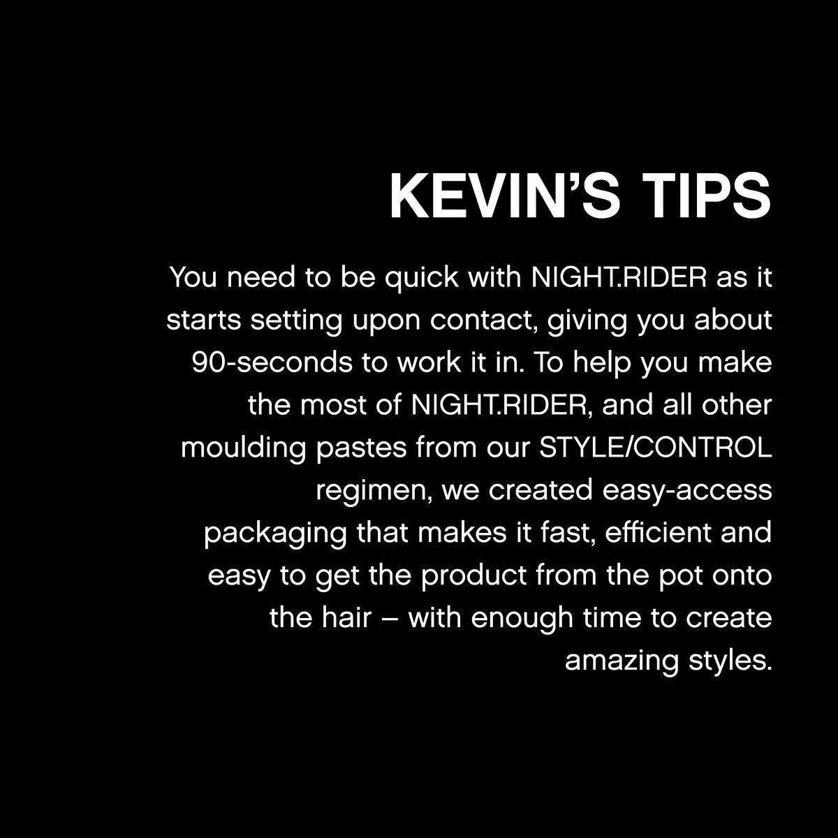 Black KEVIN.MURPHY NIGHT.RIDER Strong Hold Hair Moulding Paste, 3.5 oz