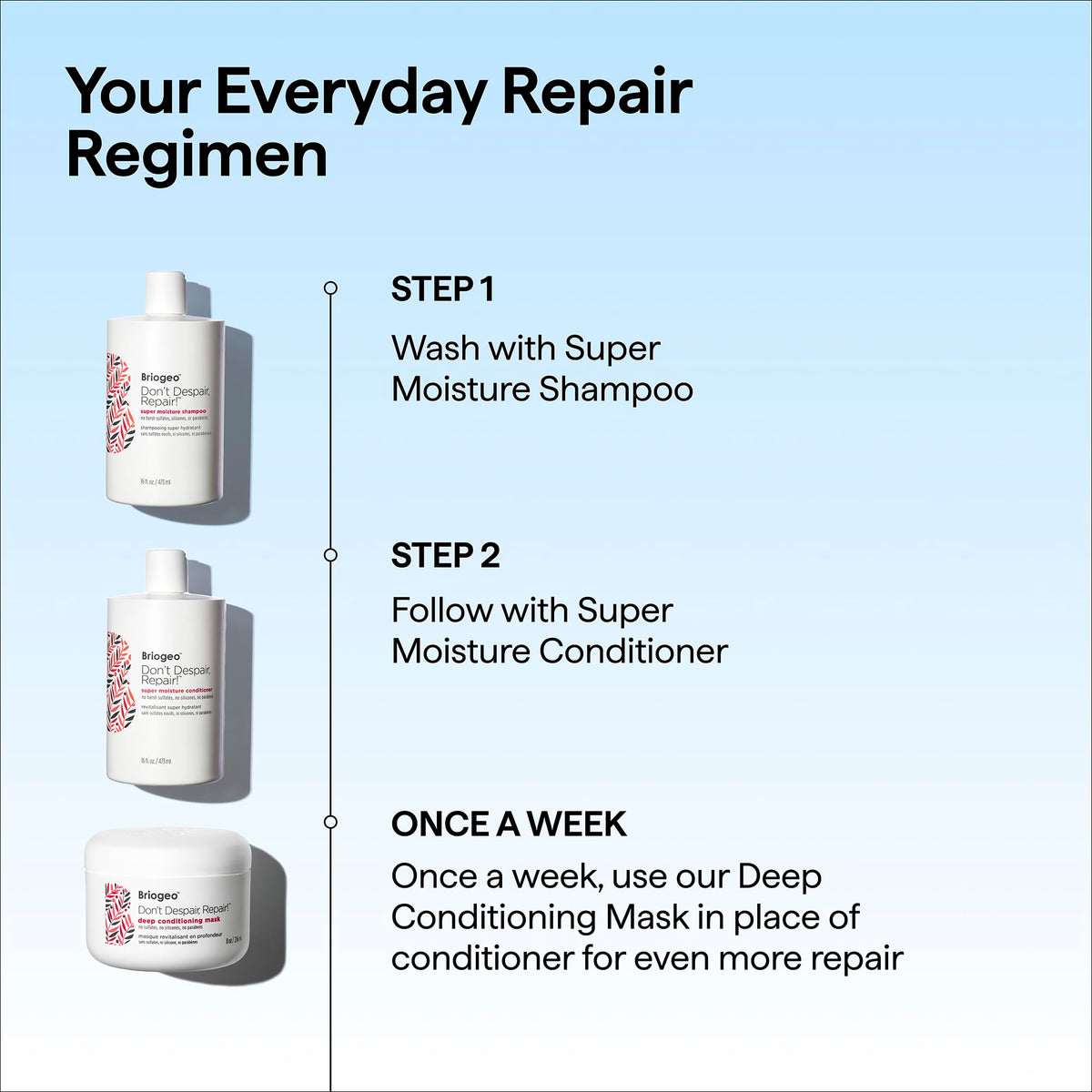 Pale Turquoise Briogeo Don't Despair, Repair! Super Moisture Conditioner, for Dry, Damaged Hair, Hair Moisturizer featuring Argan Oil, Vegan, Cruelty-Free