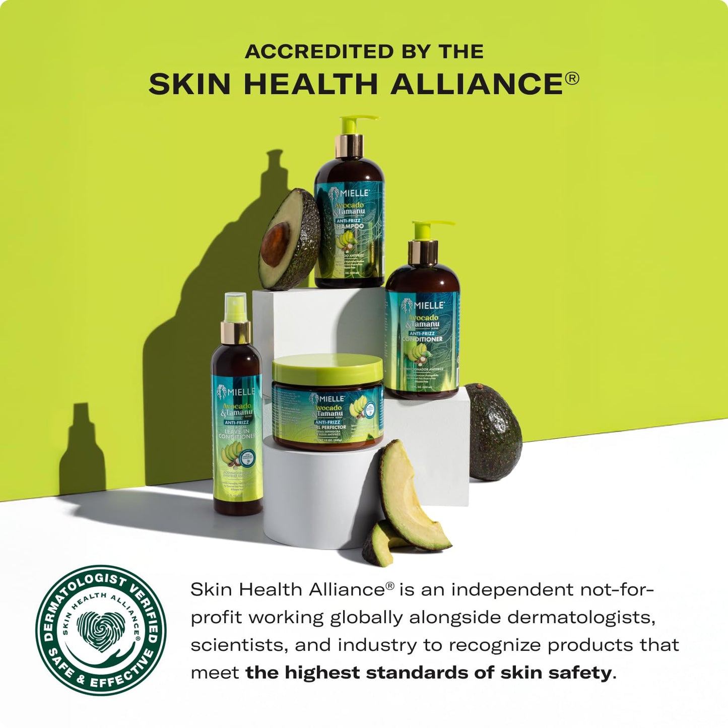 Dark Khaki Mielle Organics Avocado & Tamanu Hair Leave In Conditioner Spray for Frizz Control - Smoothing Detangler & Anti Frizz Treatment for Dry, Damaged Styles - Nourishes Scalp for Soft, Shiny Strands - 8 oz