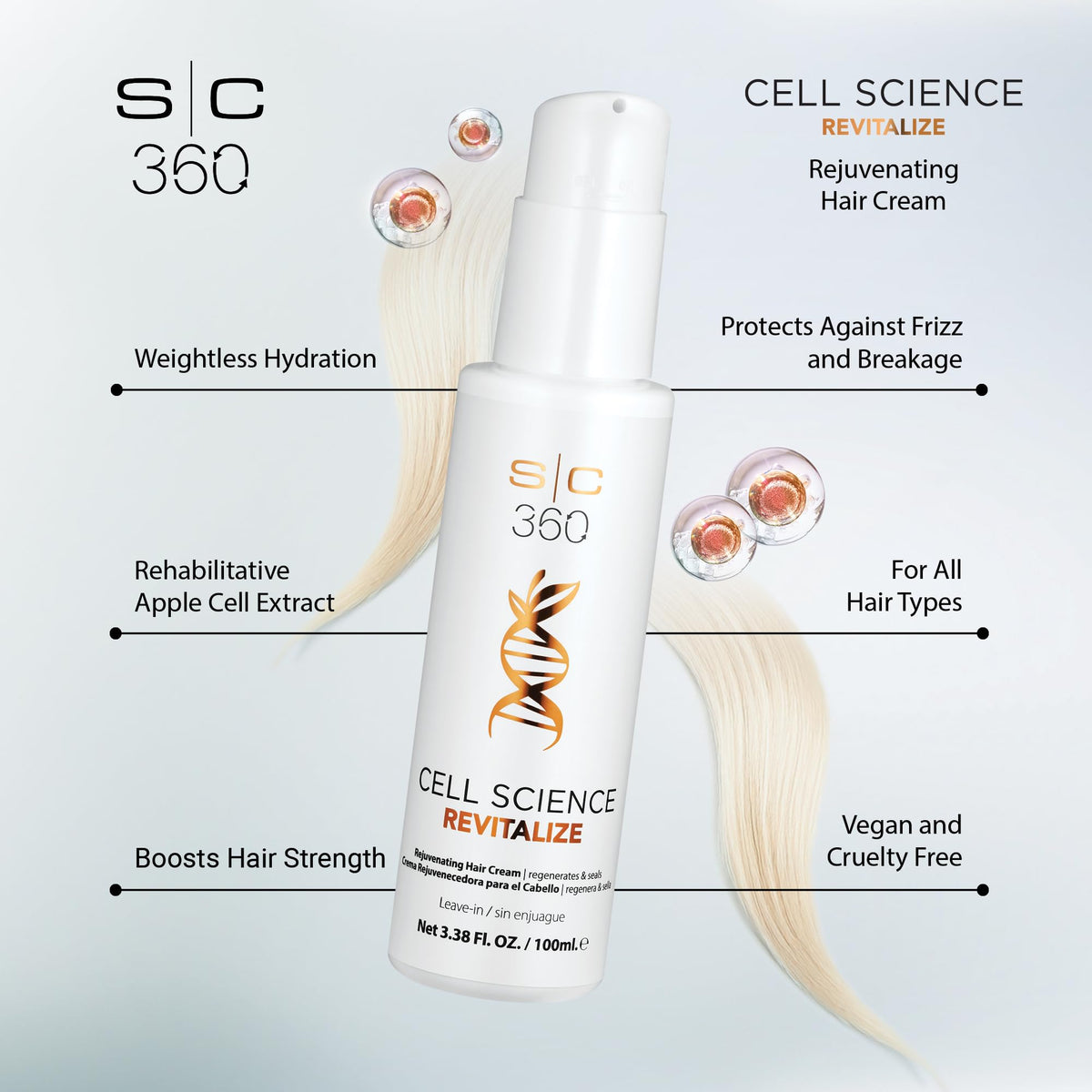 Lavender StyleCraft SC360 Cell Science Glow Cream & Shine Enhancing Hair Oil Duo Kit - Nourishing & Strengthening Hair Care with Apple Cell Extract, Jojoba, Grape Seed & Argan Oils - 2 x 100mL