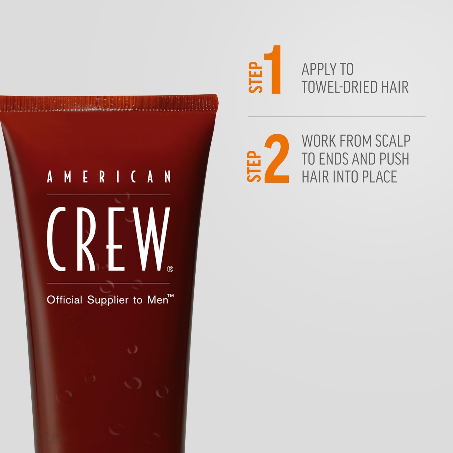 Light Gray American Crew Men's Hair Styling Gel, Firm Hold, Non-Flaking, 3.3 fl oz