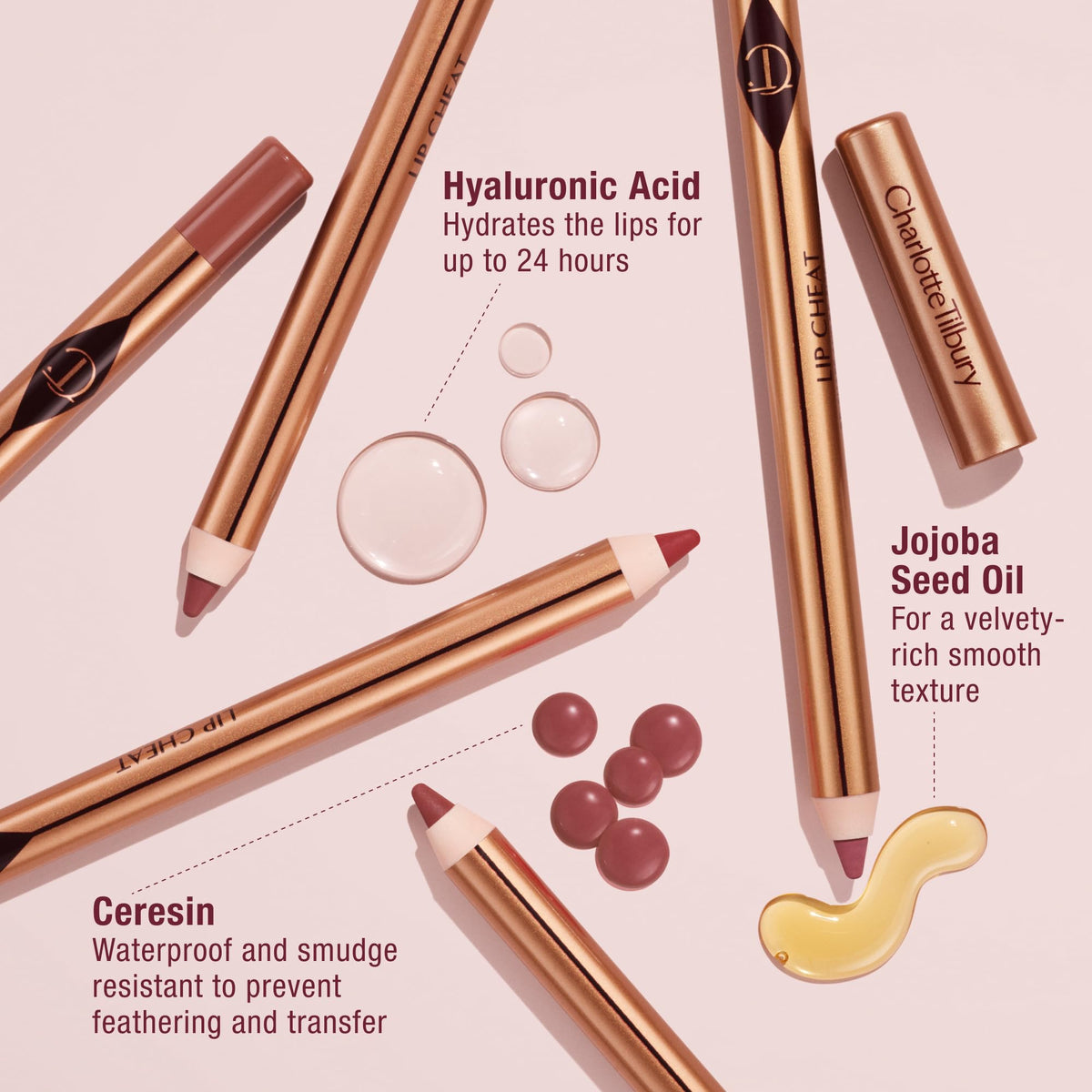 Light Gray Charlotte Tilbury Lip Cheat Lip Liner Pencil - Gives Lips a Fuller-Looking, Defined Pout - Enriched with Jojoba Oil & Hyaluronic Acid - Waterproof, Smudge-Proof & Transfer-Proof