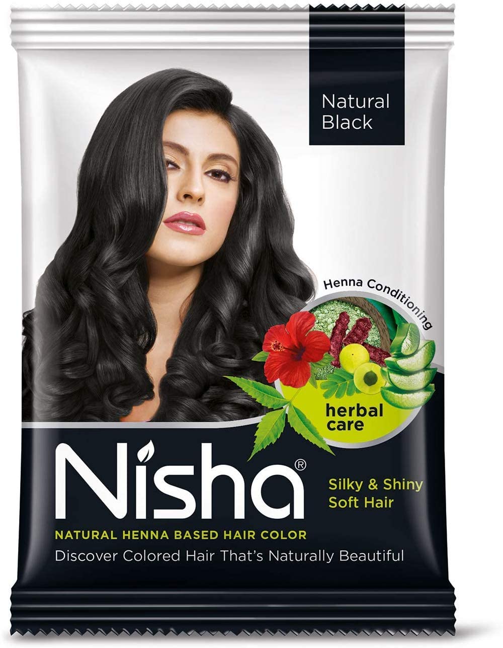 White Smoke Nisha Natural Henna Based Hair Color (Natural Black) 10GM Pack of 10