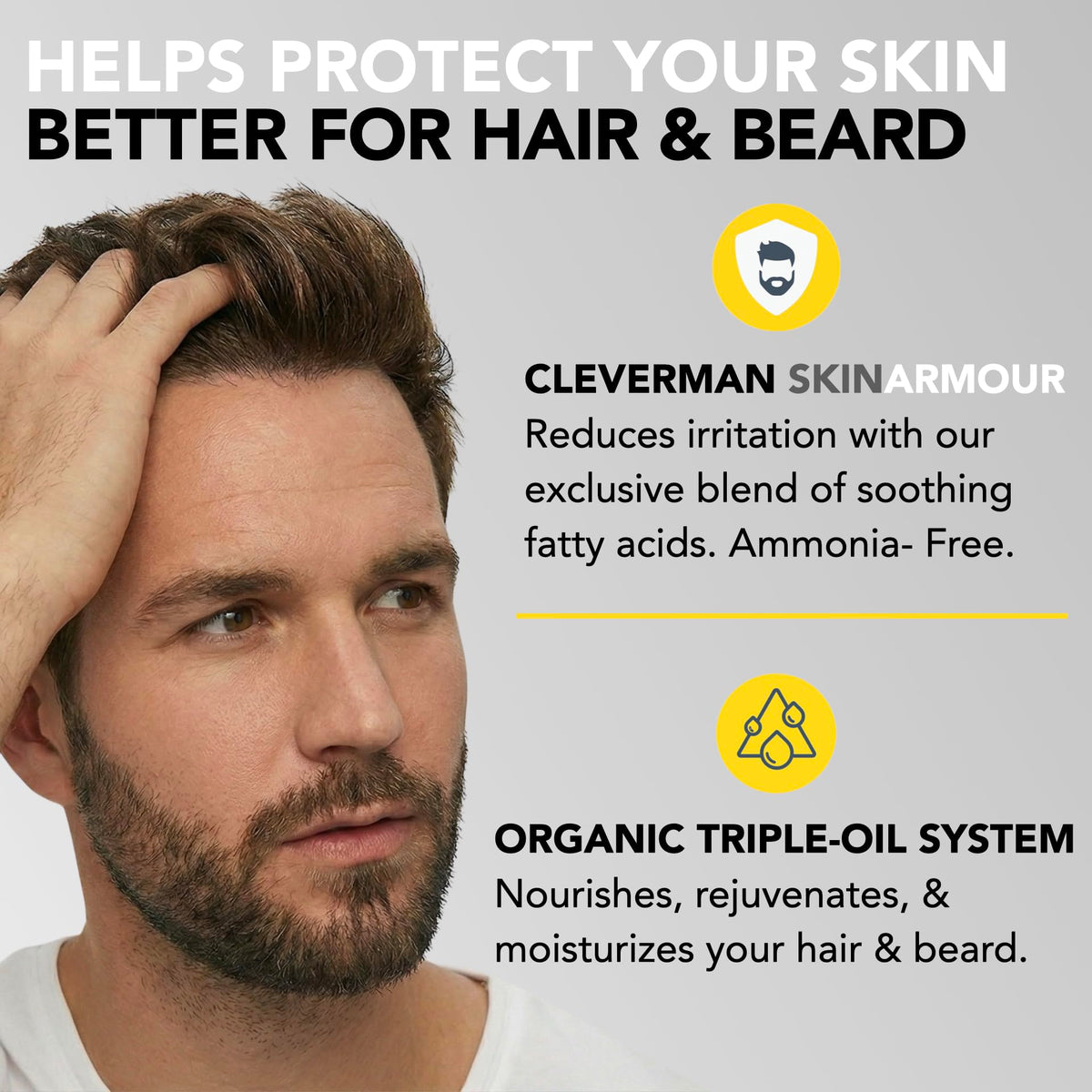 Light Gray Cleverman Hair & Beard Dye for Men, Medium Brown 5.1, Gray Coverage