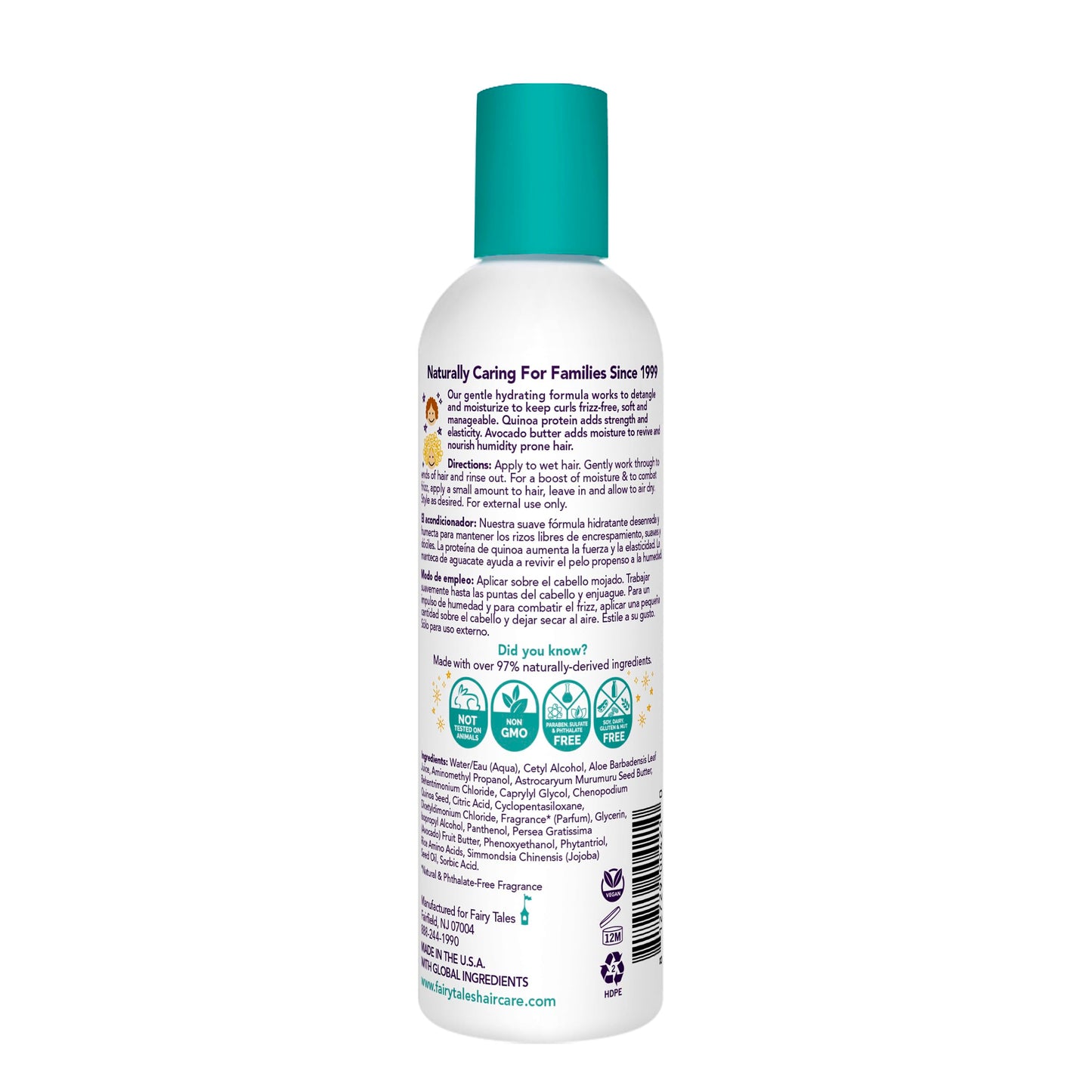 White Smoke Fairy Tales Curly Q Hydrating Kids Conditioner – Paraben, Sulfate, Gluten, and Nut Free – For all Types of Curls Including Multi Cultural Hair – 8oz.