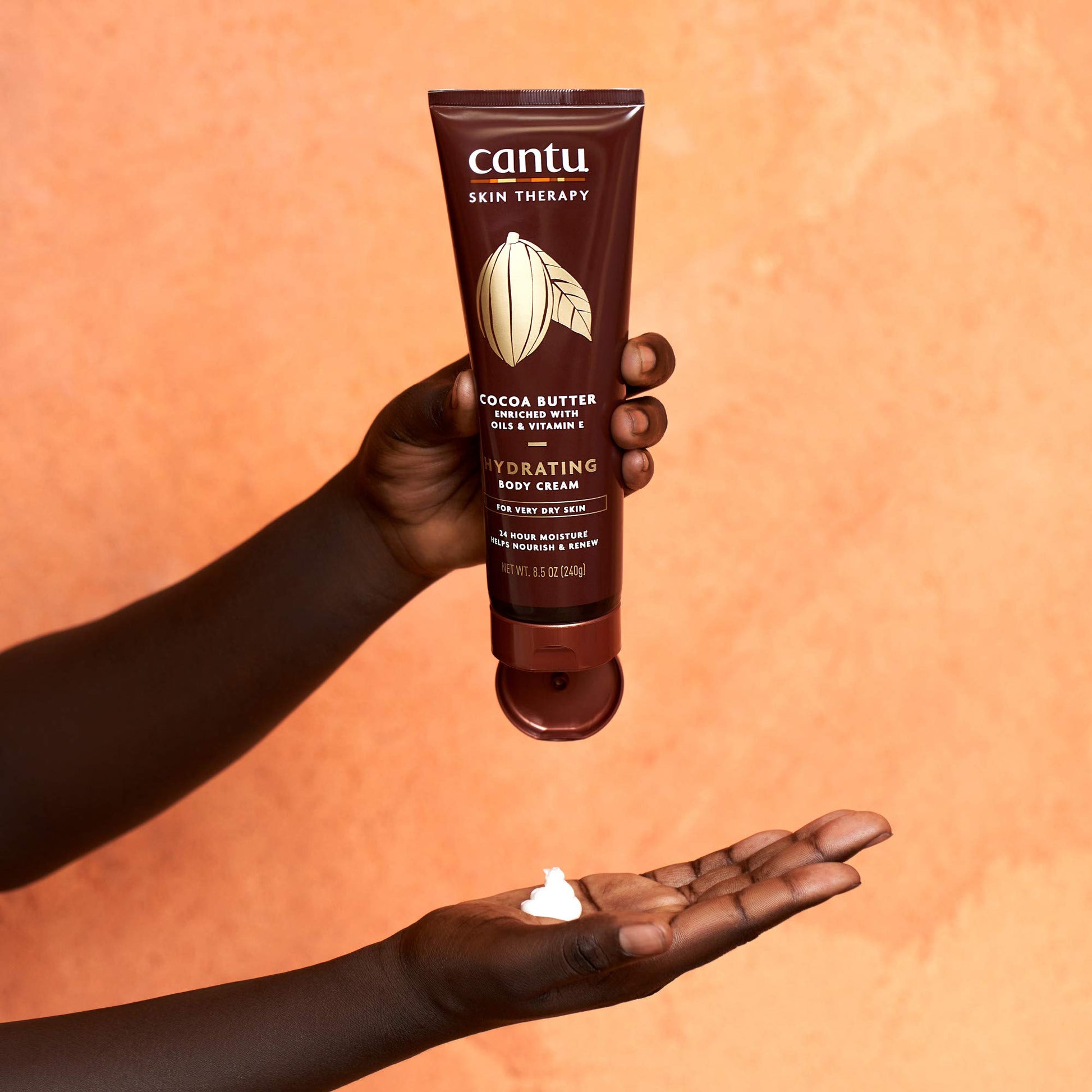 Light Salmon Cantu Therapy Cocoa Butter Hydrating Body Cream for very Dry Skin, 8.5 Oz