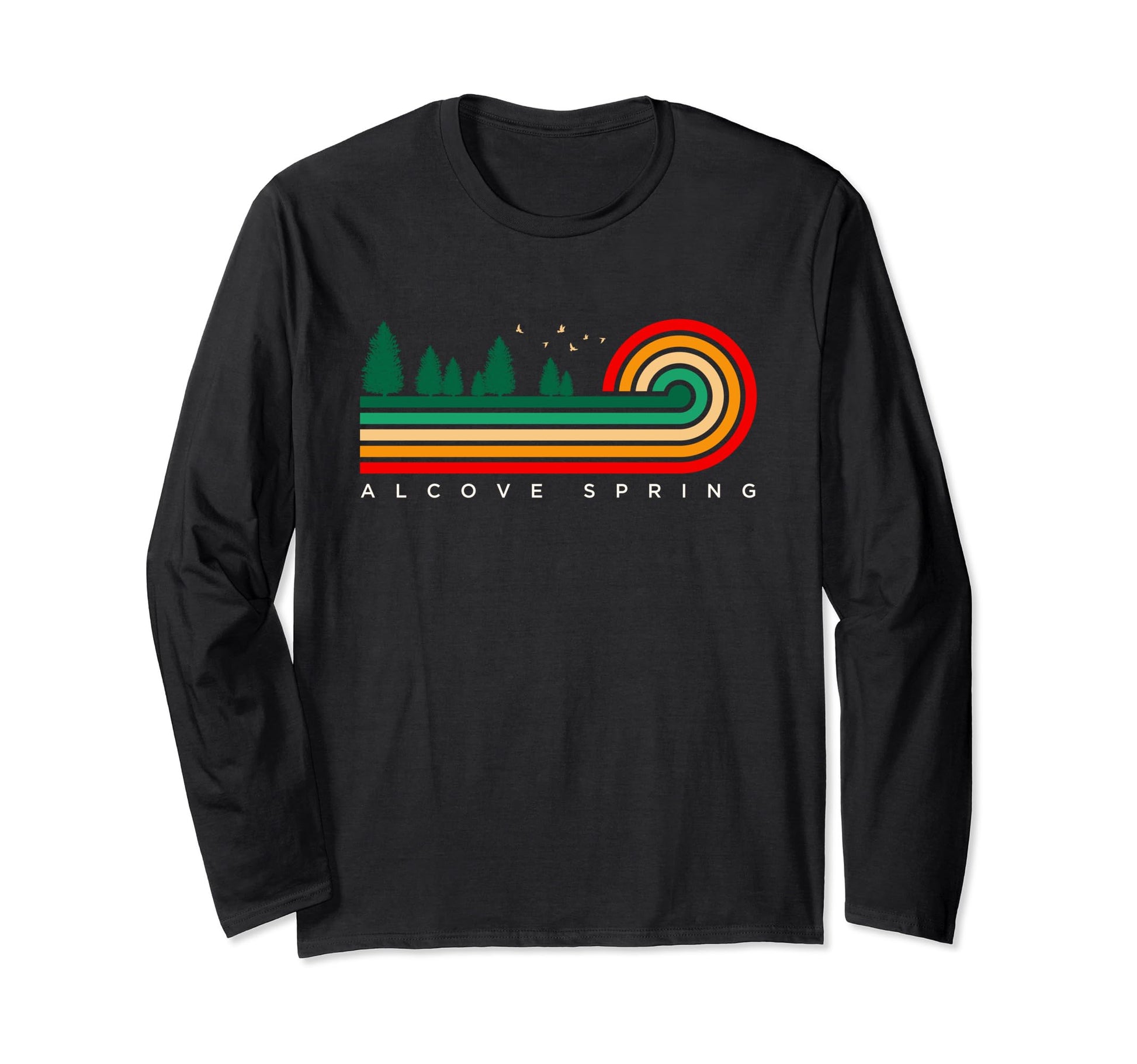 Dark Slate Gray Evergreen Vintage Stripes Alcove Spring, Kansas Long Sleeve T-Shirt