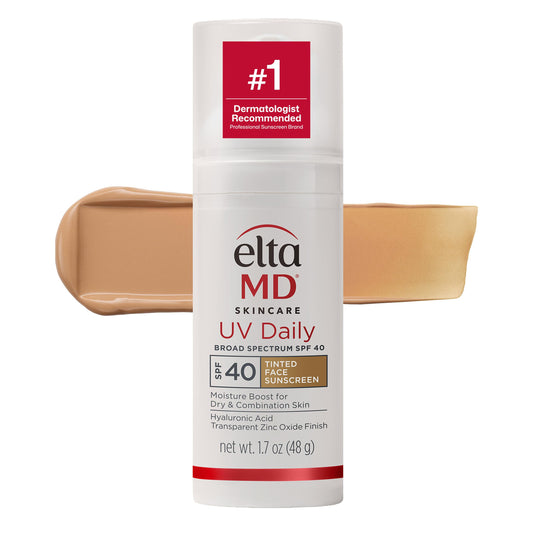 White Smoke EltaMD UV Daily Tinted SPF 40 Face Sunscreen Moisturizer with Zinc Oxide, Tinted Daily Face Moisturizer with SPF, Sunscreen for Dry Skin,1.7 oz Pump
