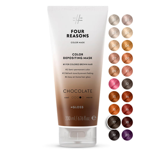 White Smoke FOUR REASONS Color Mask, Chocolate (27 Colors) – Hair Gloss & Color Depositing Conditioner – Semi Permanent Hair Toner for Color-Treated Hair Color For Women – Vegan & Cruelty-Free – 6.76 fl oz