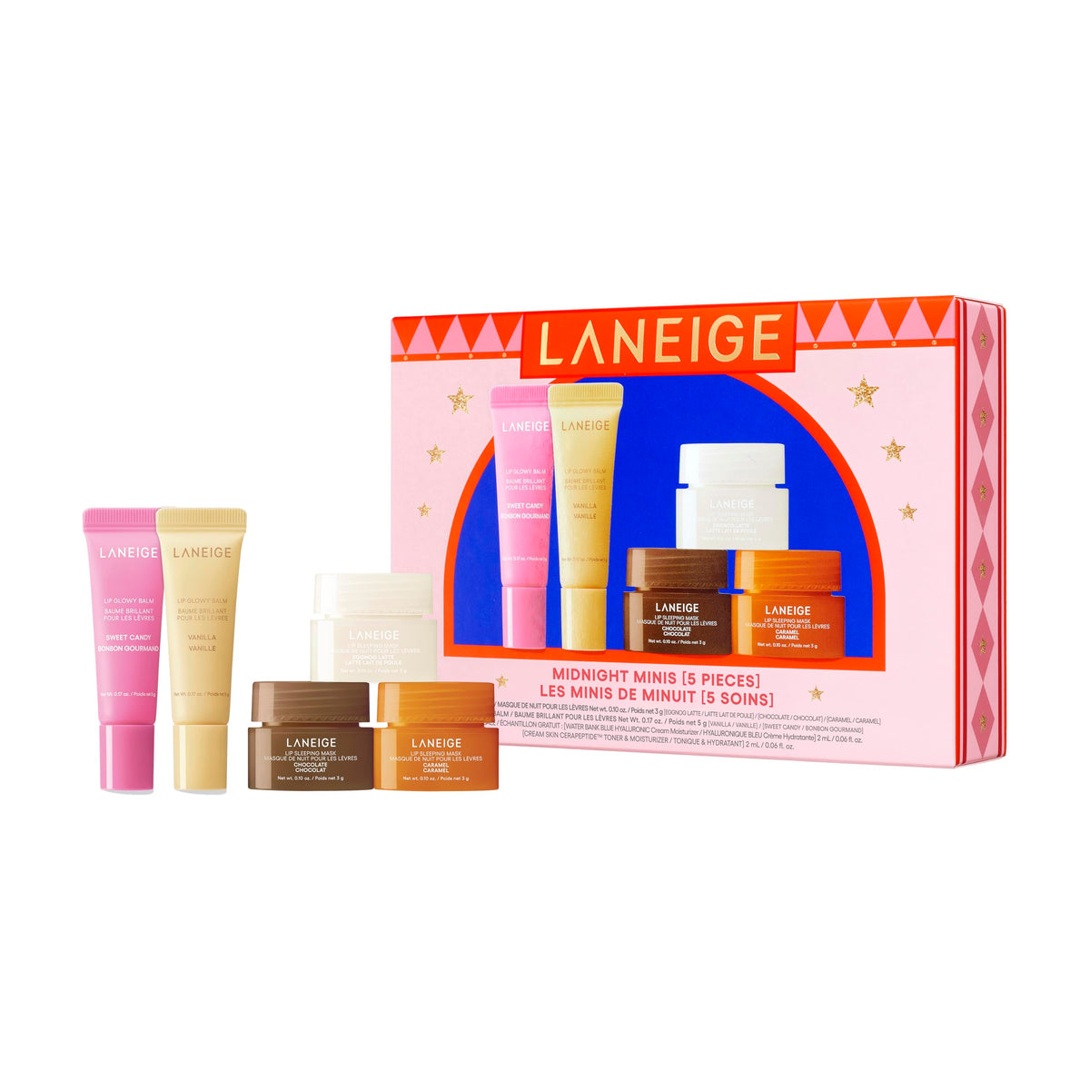 White Smoke LANEIGE Midnight Minis: Limited-Edition Holiday Lip Care Gift Set for Day & Night Hydration