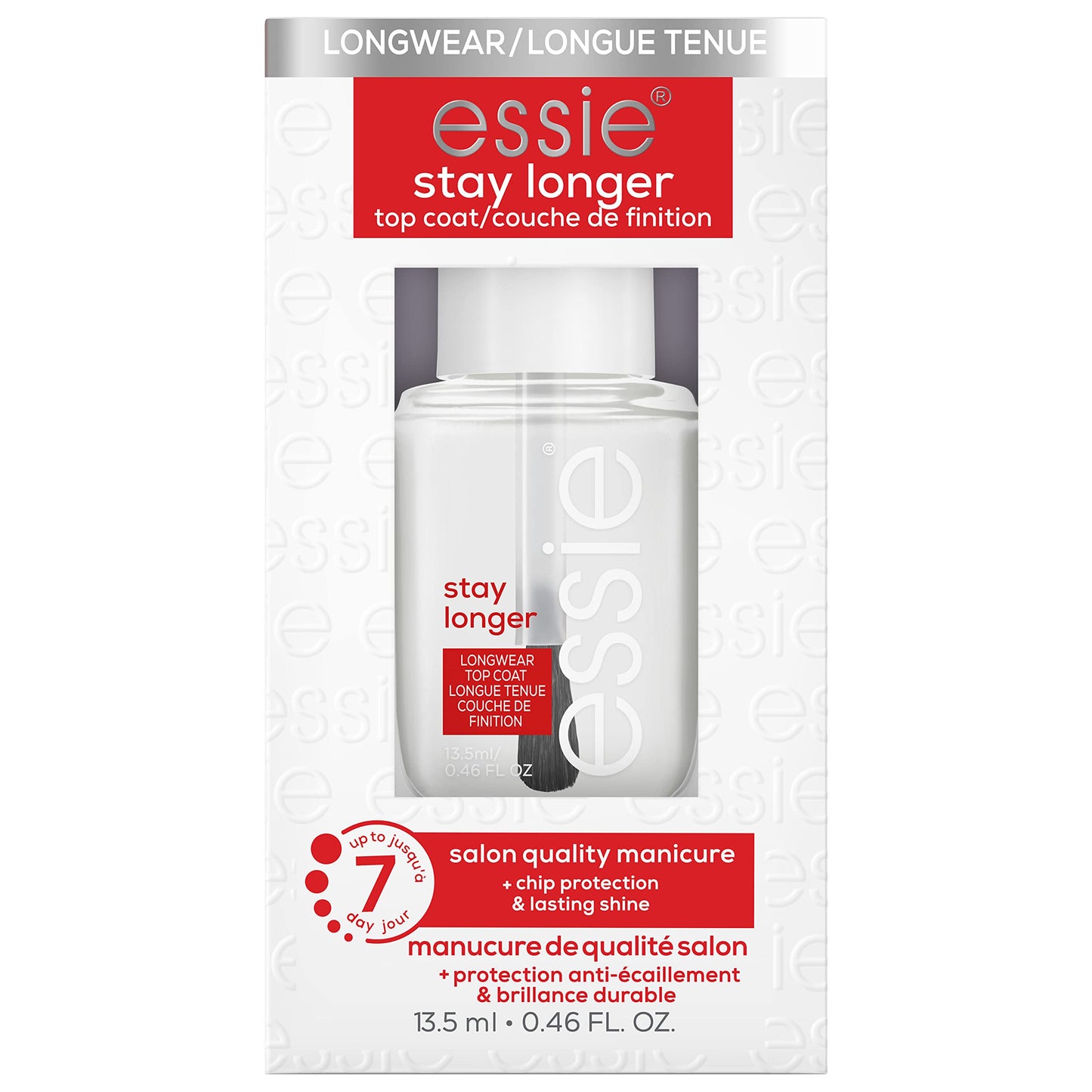 White Smoke essie Nail Care, Salon-Quality Longwear Top Coat, 8-Free Vegan, Stay Longer, 0.46 fl oz