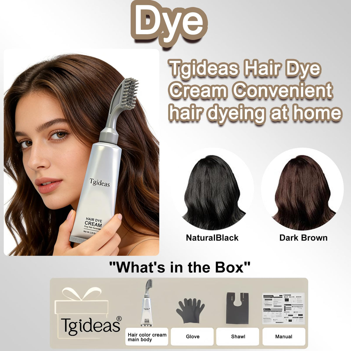 White Smoke Tgideas Hair Dye Comb Root Touch Up, Ammonia Free Gray Coverage, Dark Brown