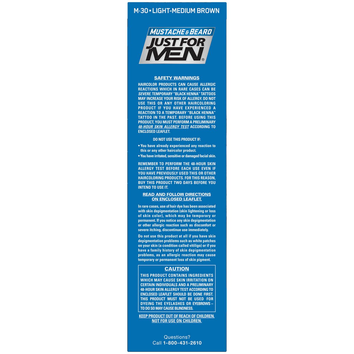 Dark Cyan Just For Men Mustache & Beard, Beard Coloring for Gray Hair with Brush Included - Color: Light-Medium Brown, M-30