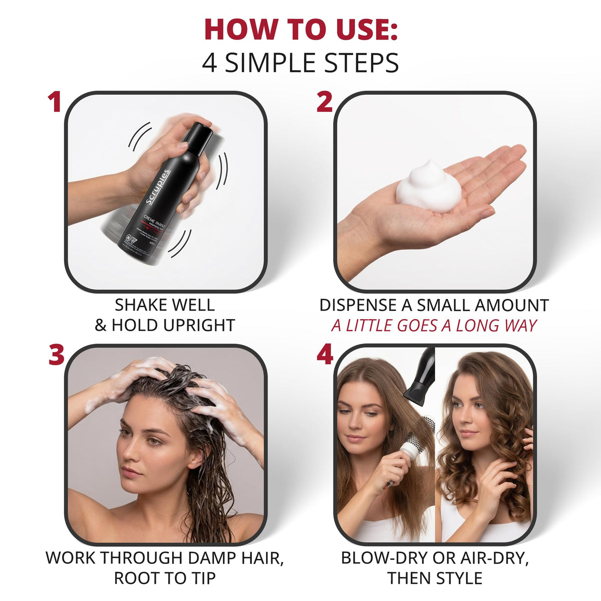 White Smoke Scruples Volumizing Hair Mousse for Women & Men, Styling Hair Foam, 8.5 oz