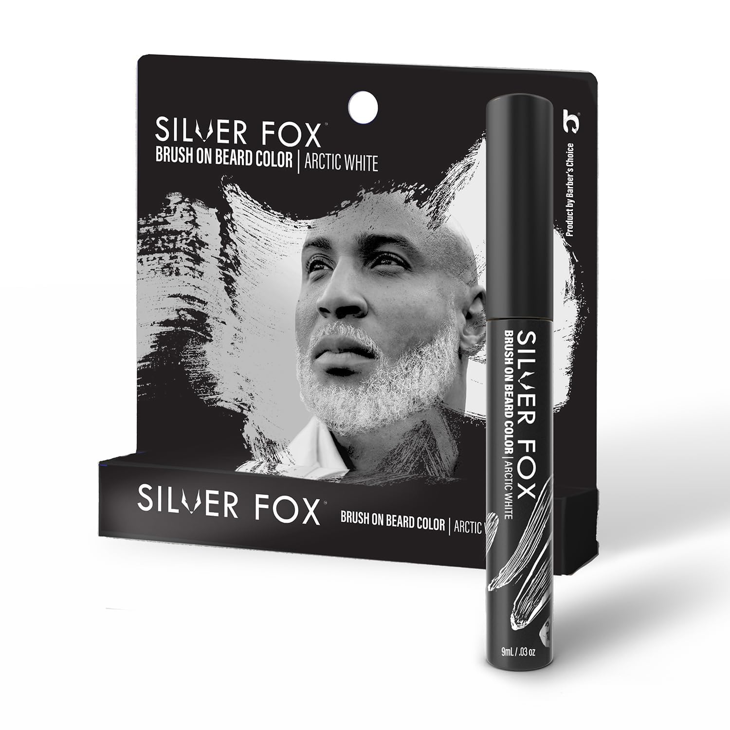 White Smoke Barbers Choice Silver Line, Facial Hair Brush on Temporary Color for Silver Fox Men- Instantly Brighten White Beards, Mustache & Sideburns, Less Yellow, Easy Application, Arctic White
