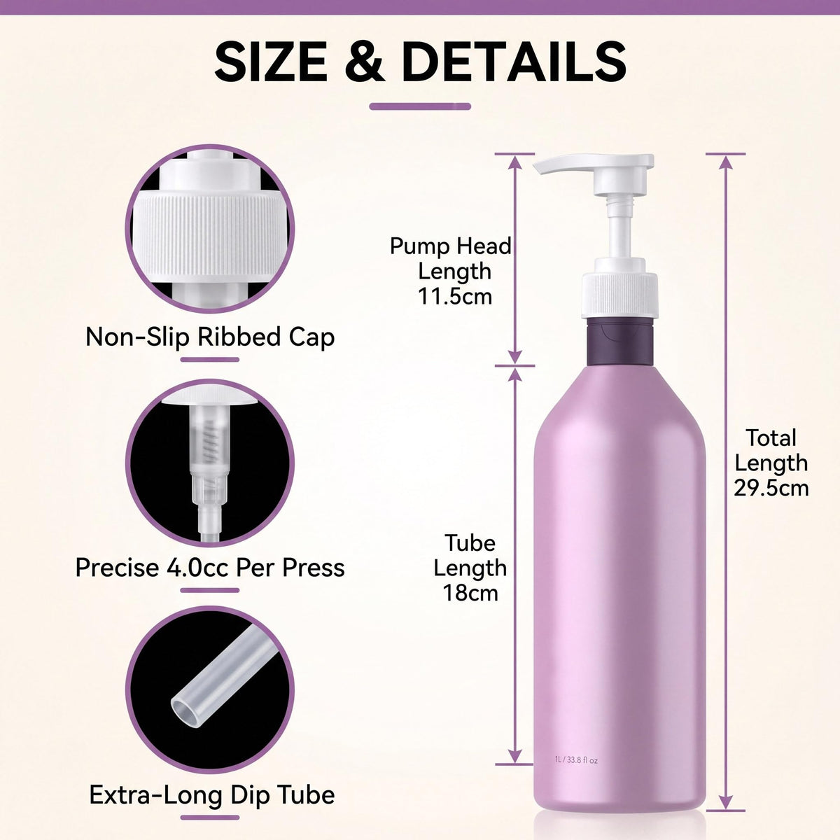 White Smoke 3 Pack Liter Pump for Pureology Shampoo and Conditioner 33.8 oz Bottles, Liter Shampoo Pump for Pureology, Pump for Shampoo Bottle 33.8 oz Pumps Dispenser