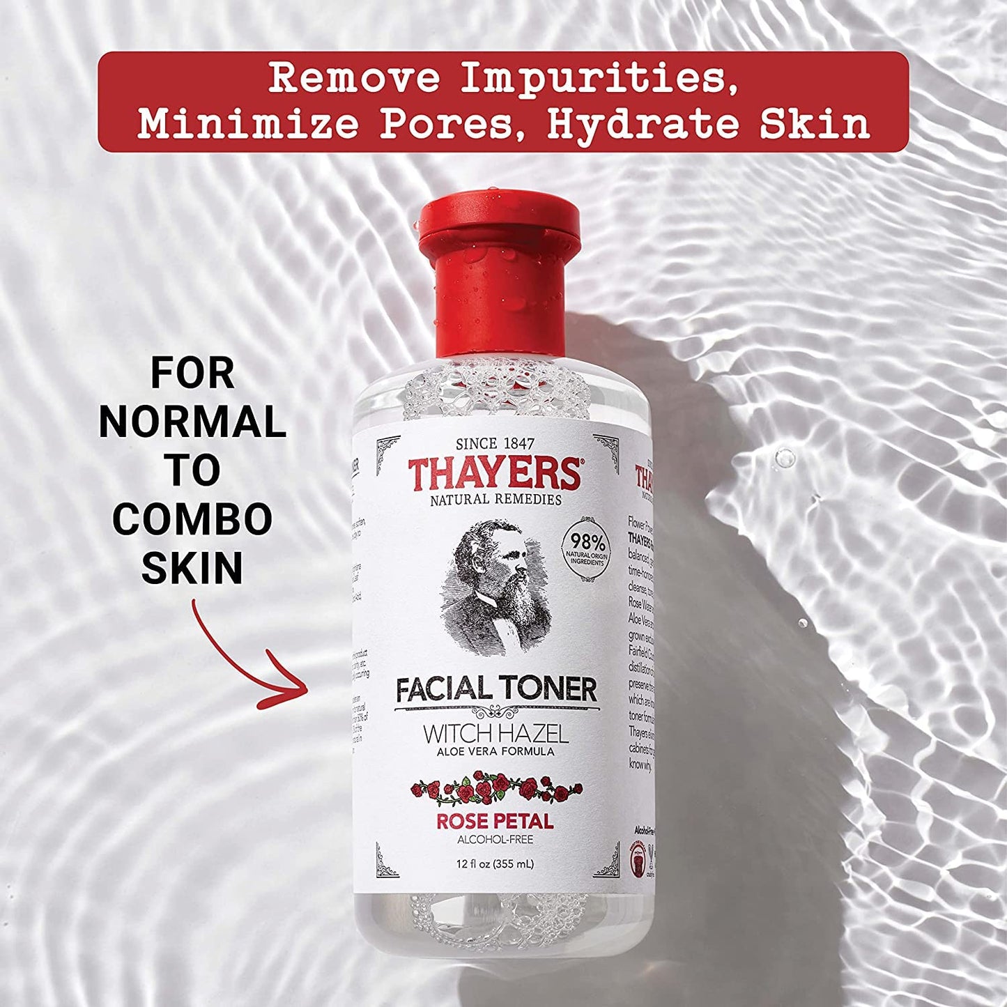 Light Gray Thayers Witch Hazel with Aloe Vera Rose Petal - 12 fl oz