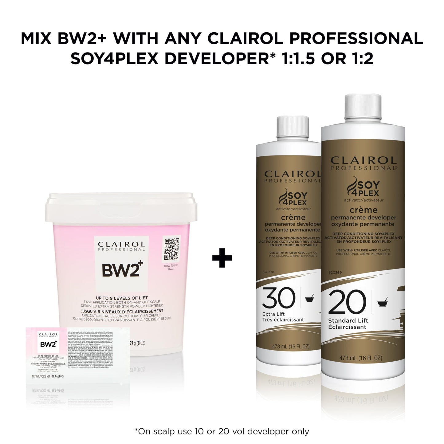 White Smoke Clairol Professional BW2+ Dedusted Extra Strength Powder Lightener for Hair Highlights, 32 oz.