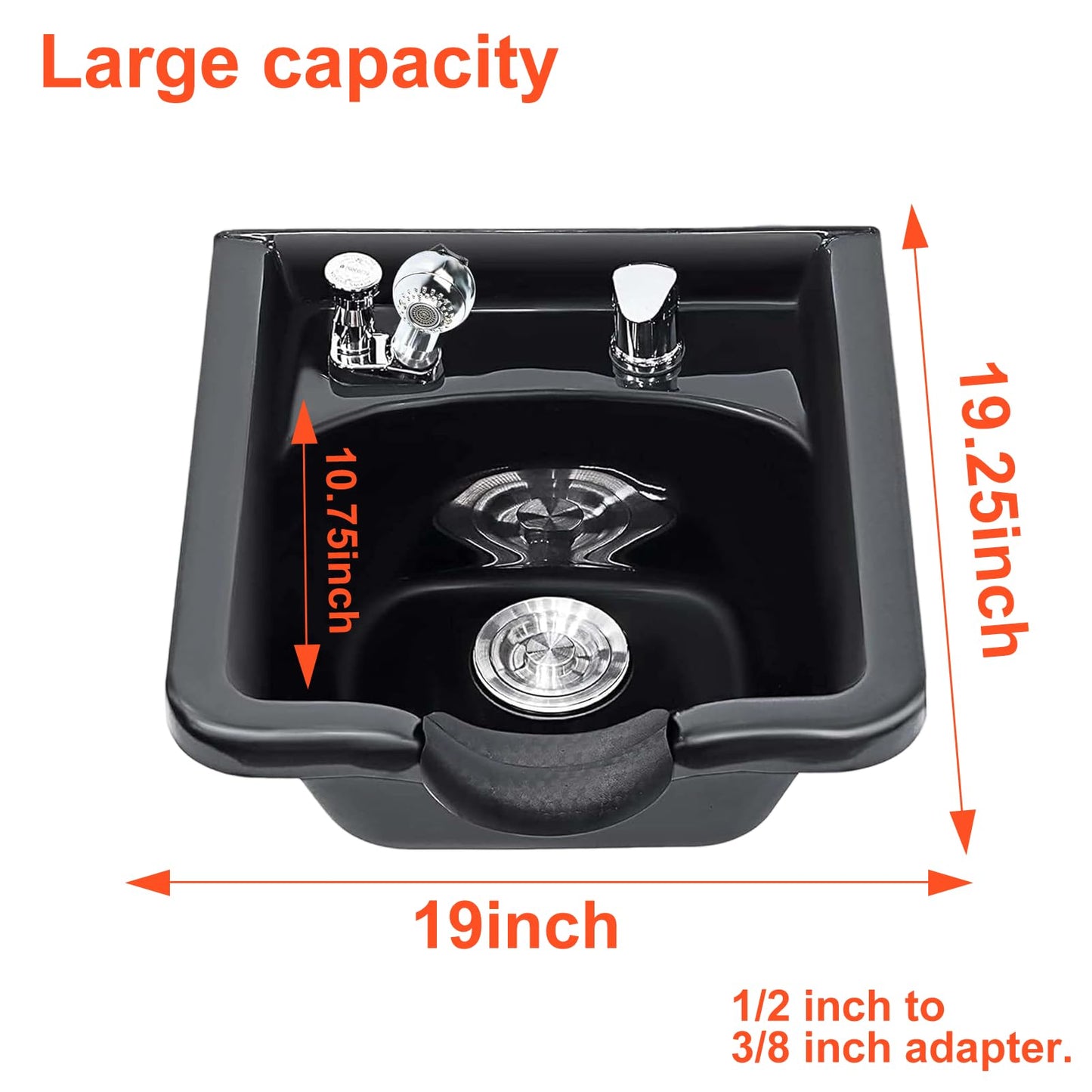 White Smoke Shampoo Bowl for Salons, Hair Sink with Upgraded Leak-Proof Drain Kit, Portable Hair Washing Sink for Salon & Home, Hairs Backwash Basin Beauty Salon Equipment for Hairstylists
