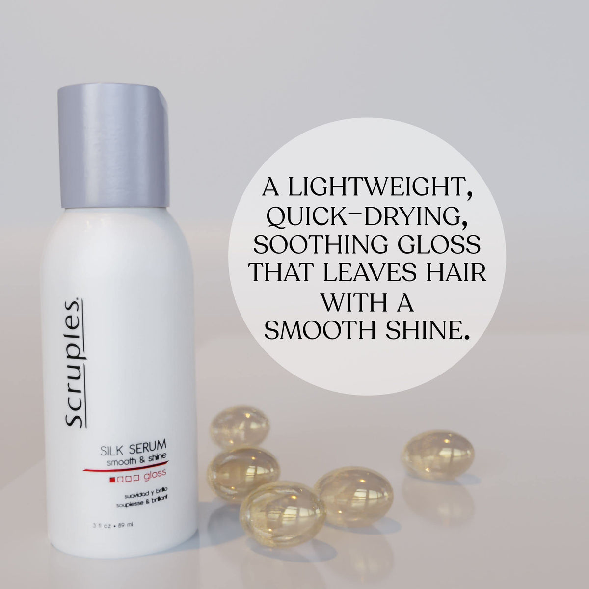 Gray Scruples Smooth & Shine Silk Serum - Lightweight Gloss - Long Lasting Silky Finish to Frizzy, Dry & Dull Hair - Damage and Thermal Protectant - 3oz