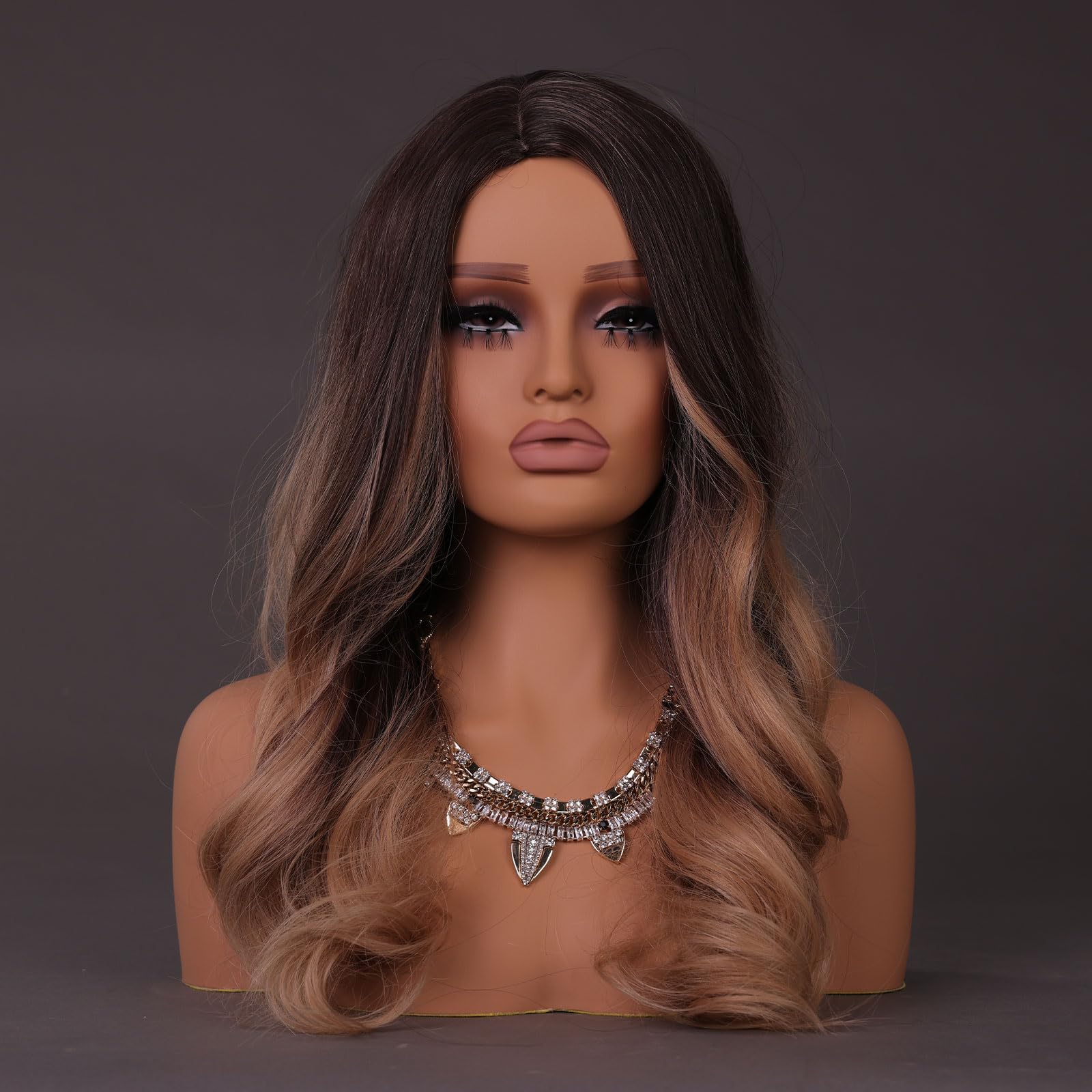 Dark Slate Gray JINGFA Femal Wig Head Realistic Mannequin Head with Shoulders for Wig, Hat, and Sunglass Displaying