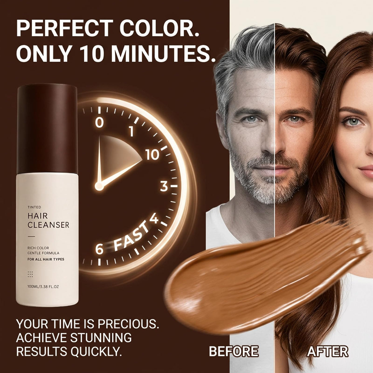 Black Pearwood Color Shampoo 3-in-1 Semi-Permanent Hair Dye (Black)