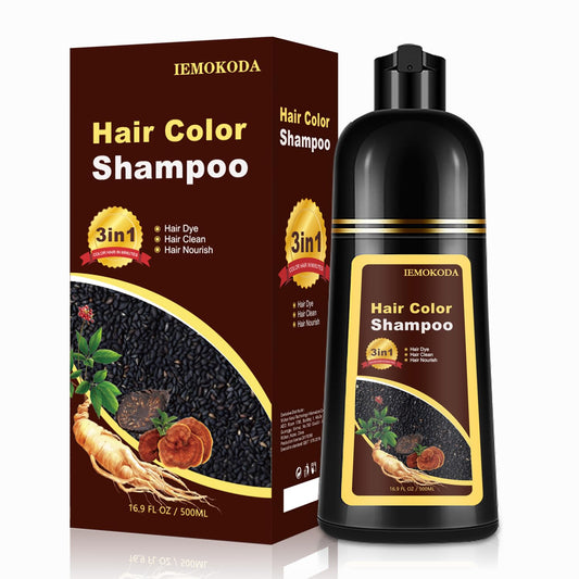 Black Agthyuve 3-in-1 Dark Brown Hair Dye Shampoo for Women & Men, 16.9 Fl Oz Instant Hair Color Shampoo 100% Gray Coverage, Semi-Permanent Herbal Hair Dye, Gentle DIY Home Salon (Dark Brown)