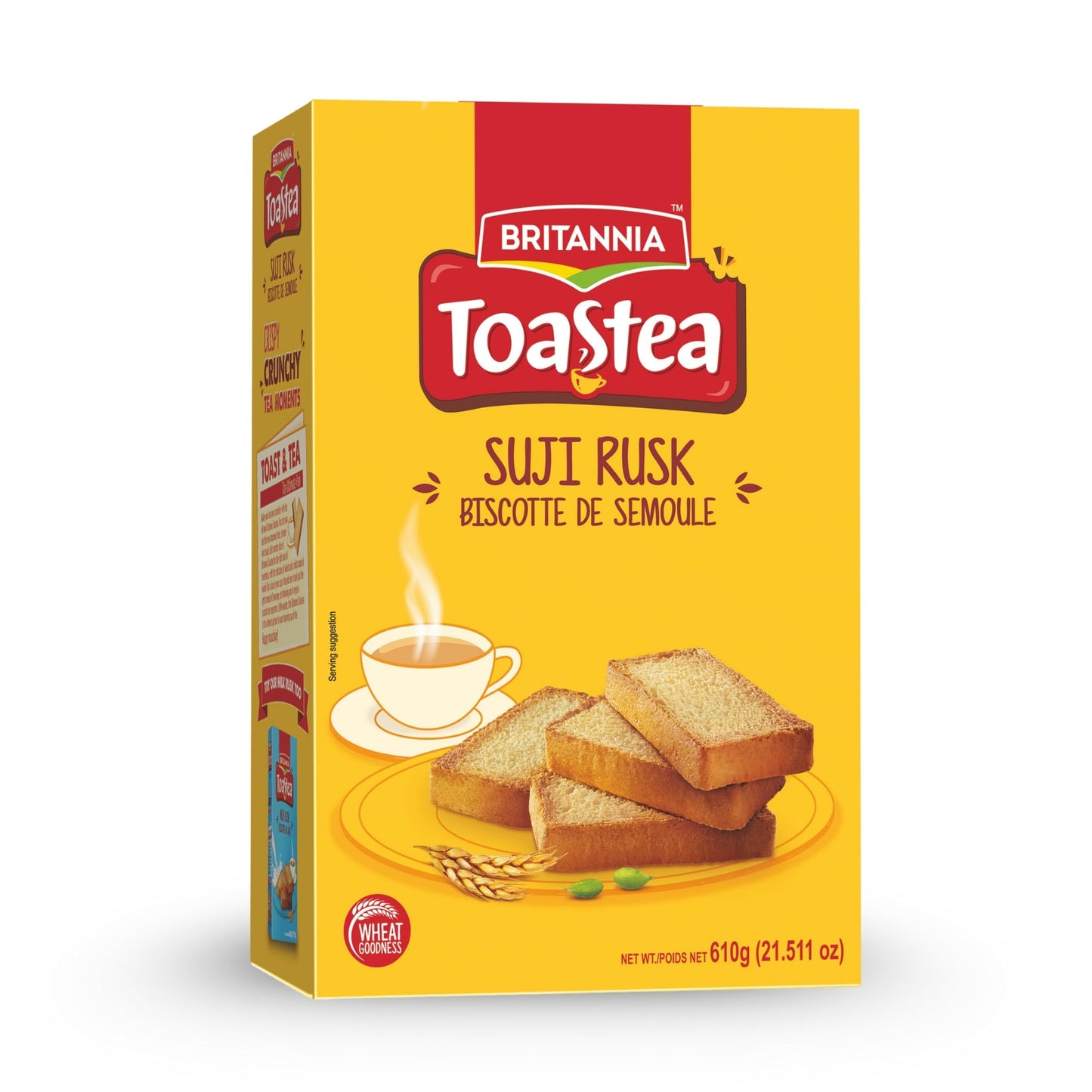 Gold BRITANNIA Toastea Suji Rusk 21.51oz (610g) - Biscotte De Semoule - Crispy Tea Time Snack - Crispy Crunchy Toast (Pack of 1)