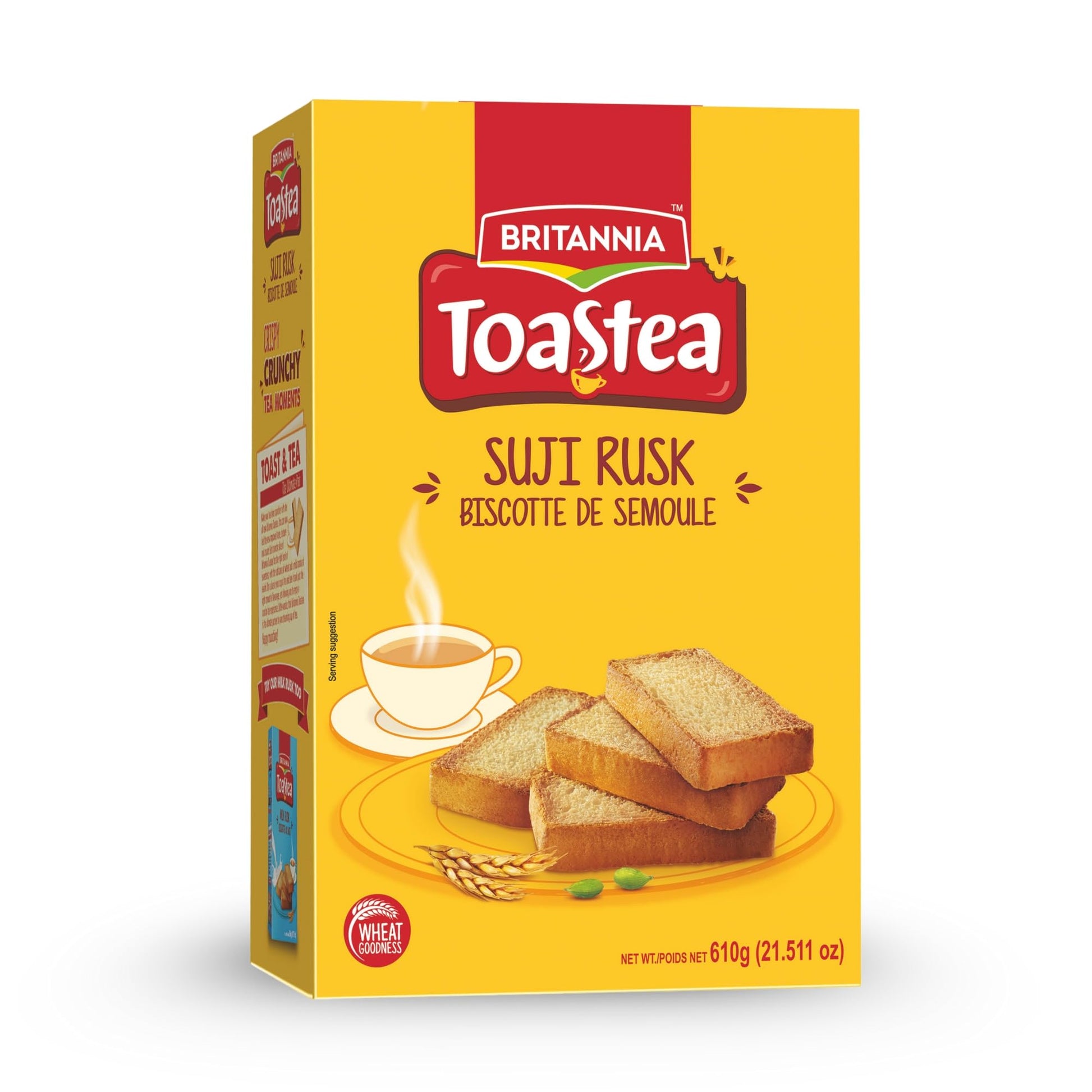 Gold BRITANNIA Toastea Suji Rusk 21.51oz (610g) - Biscotte De Semoule - Crispy Tea Time Snack - Crispy Crunchy Toast (Pack of 1)